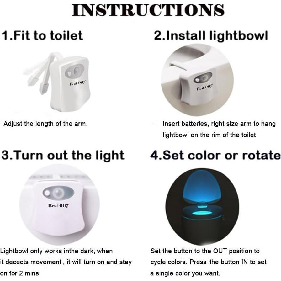 Luz Nocturna LED para Inodoro con Sensor de Movimiento - Paquete de 2