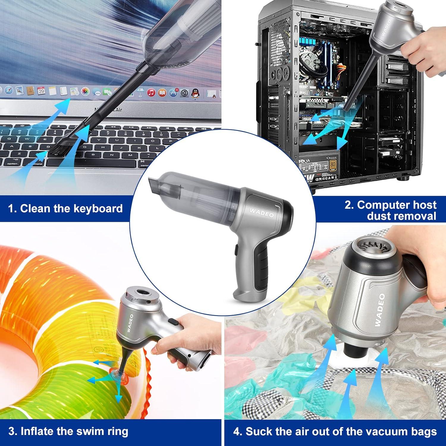 Aspiradora de Mano WADEO Inalámbrica 9000PA 4-en-1 Plata