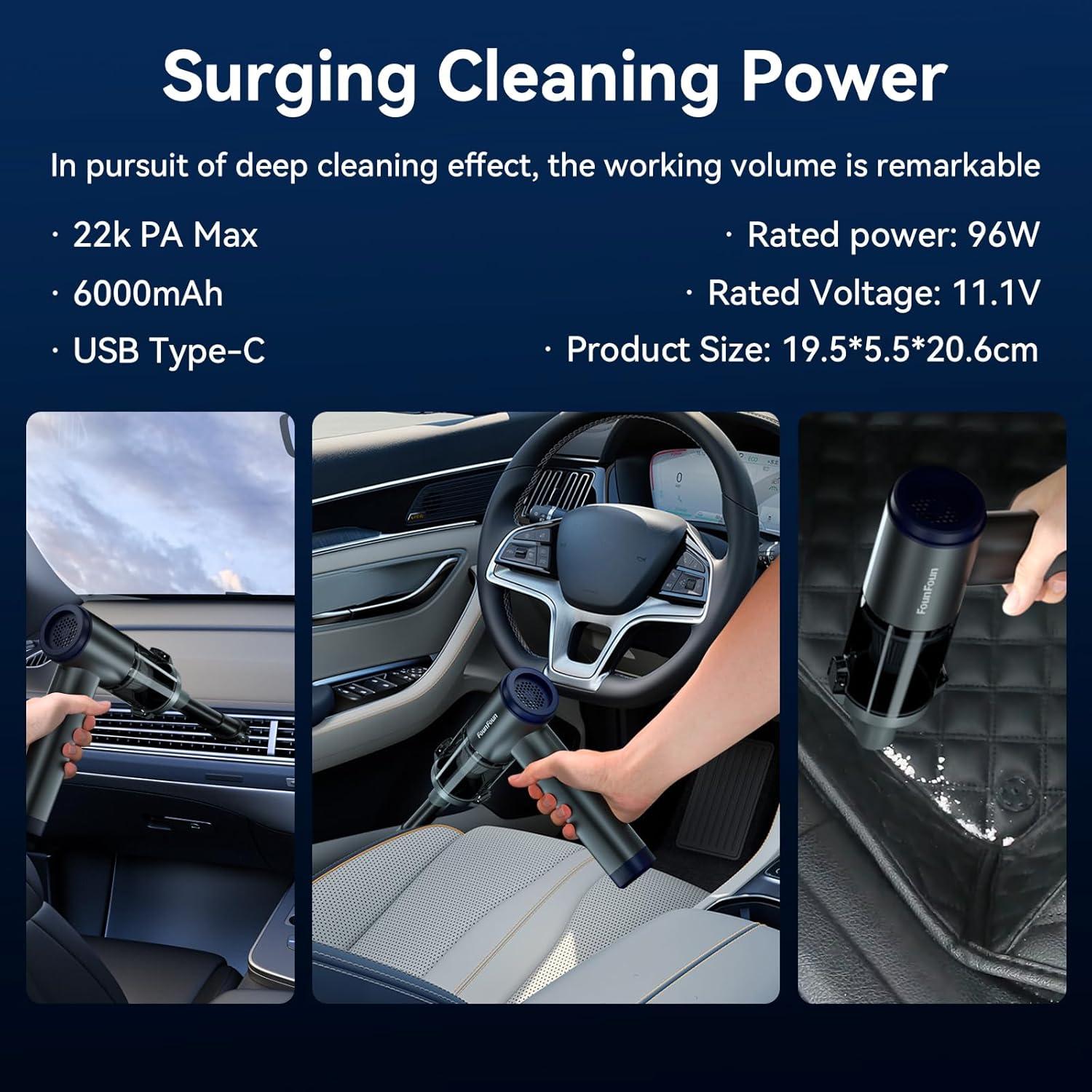 Aspiradora de Coche Portátil FOUNFOUN HV-104 22KPa Sin Cable