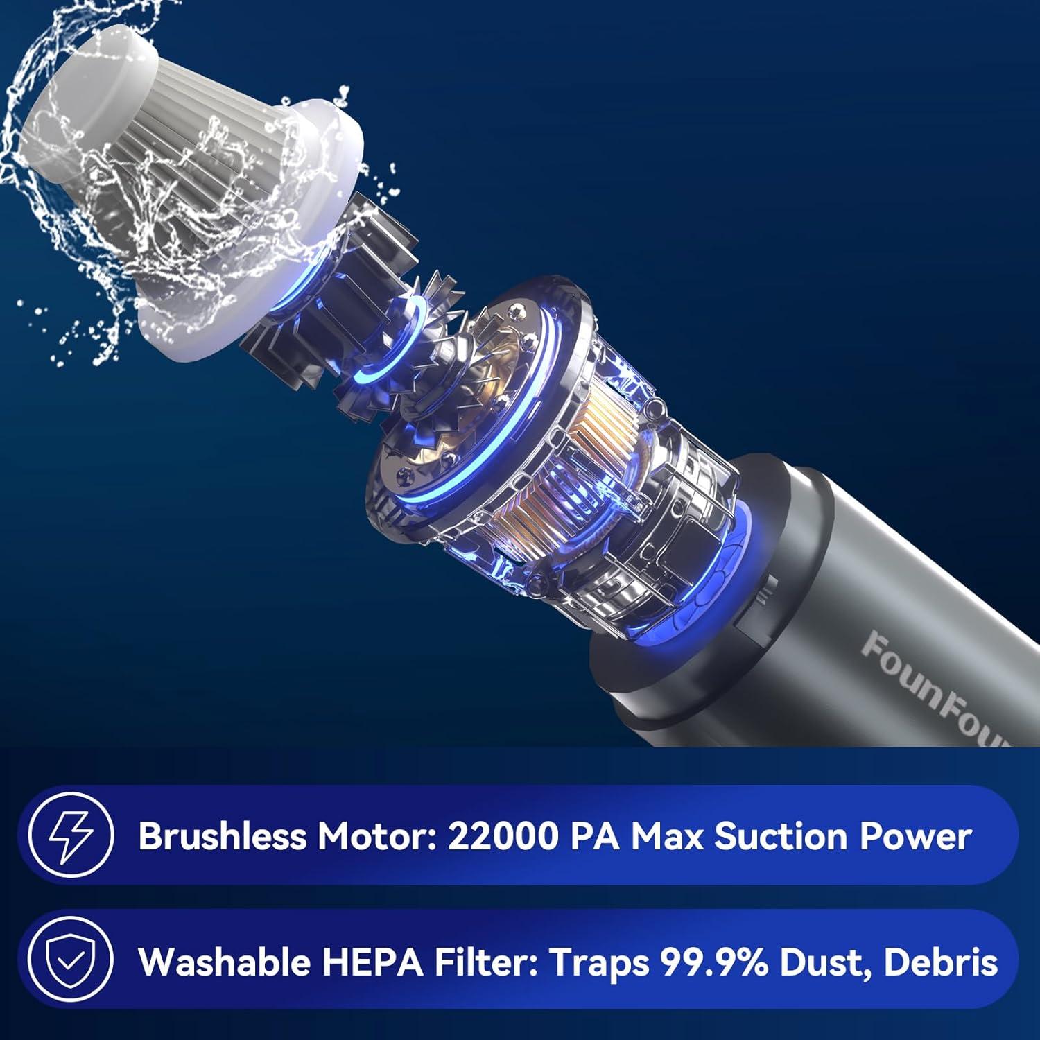 Aspiradora de Coche Portátil FOUNFOUN HV-104 22KPa Sin Cable
