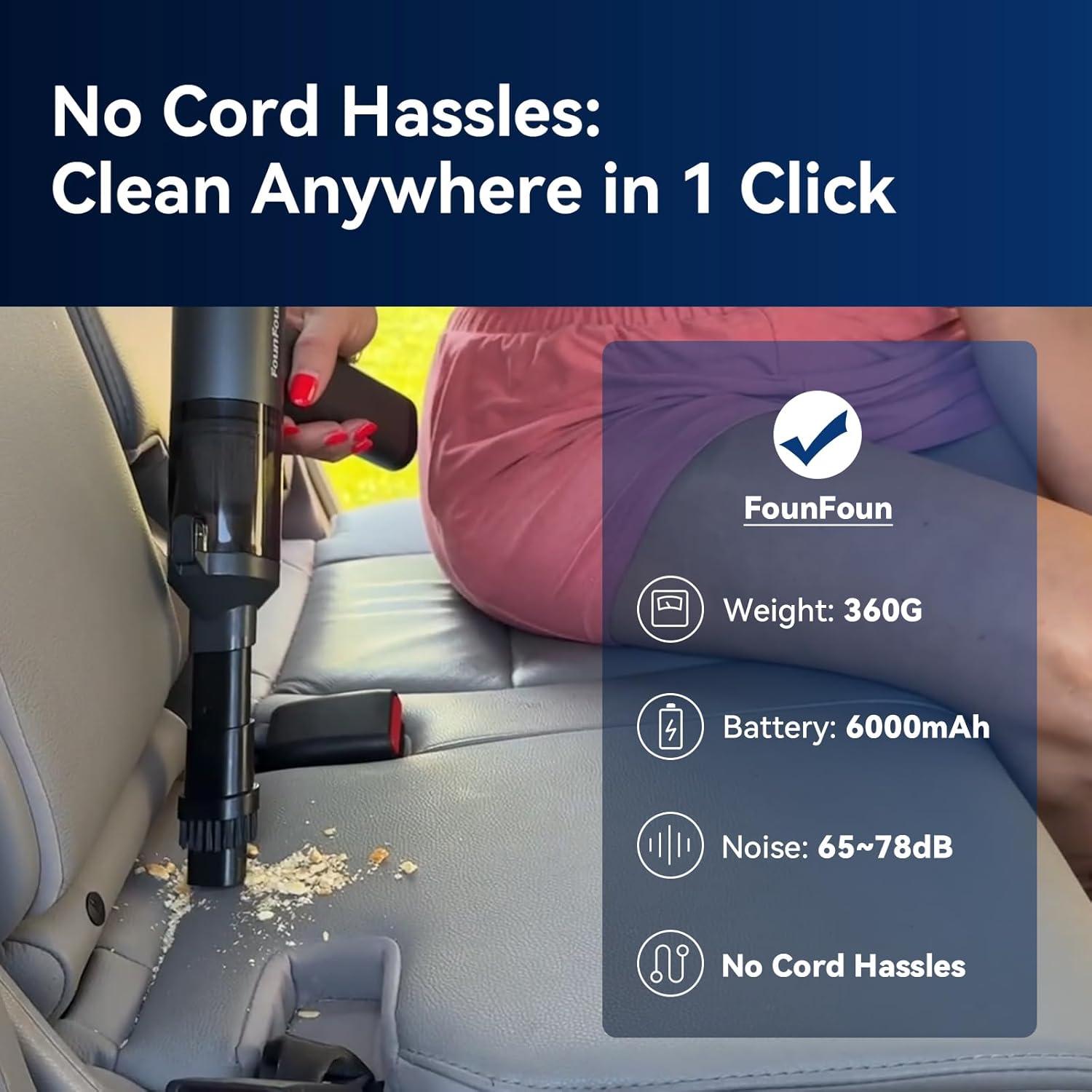Aspiradora de Coche Portátil FOUNFOUN HV-104 22KPa Sin Cable