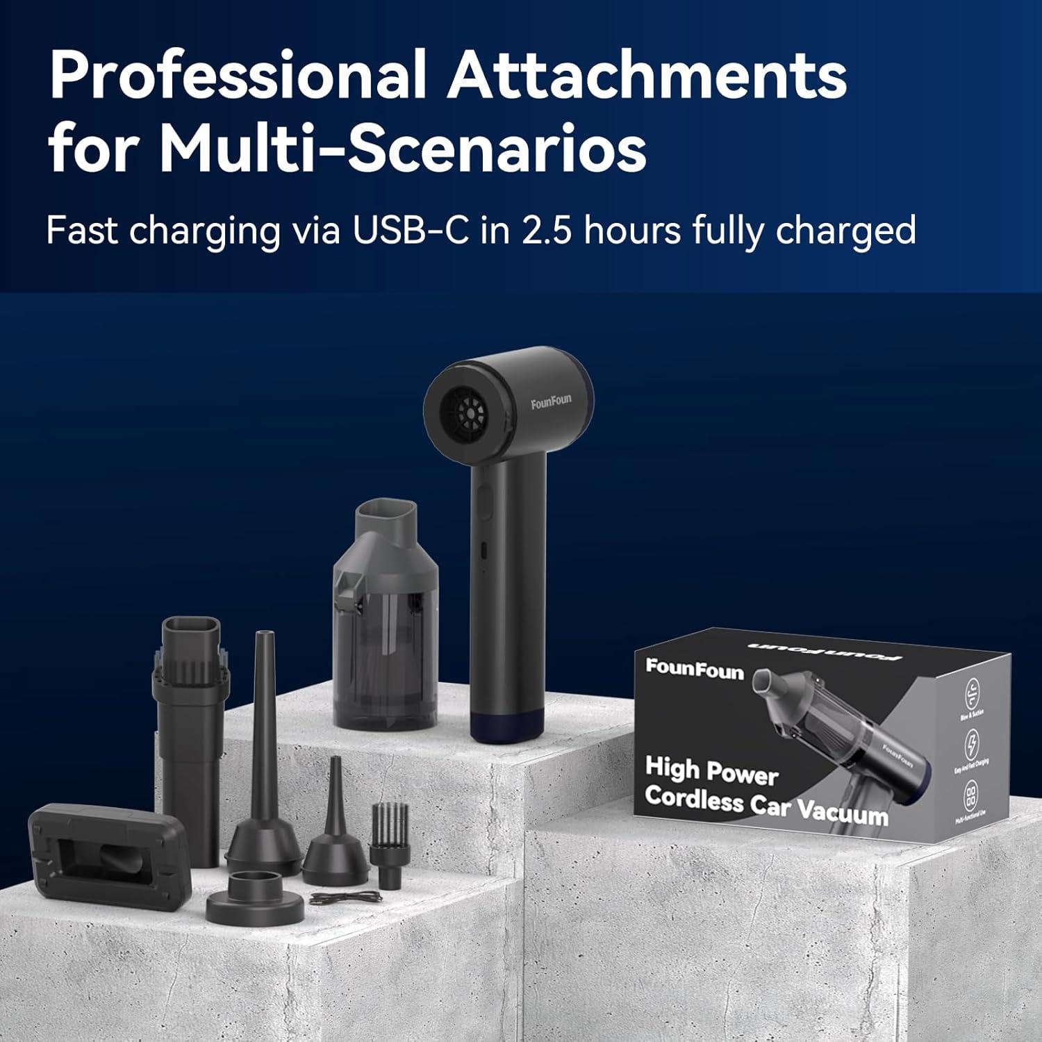 Aspiradora de Coche Portátil FOUNFOUN HV-104 22KPa Sin Cable