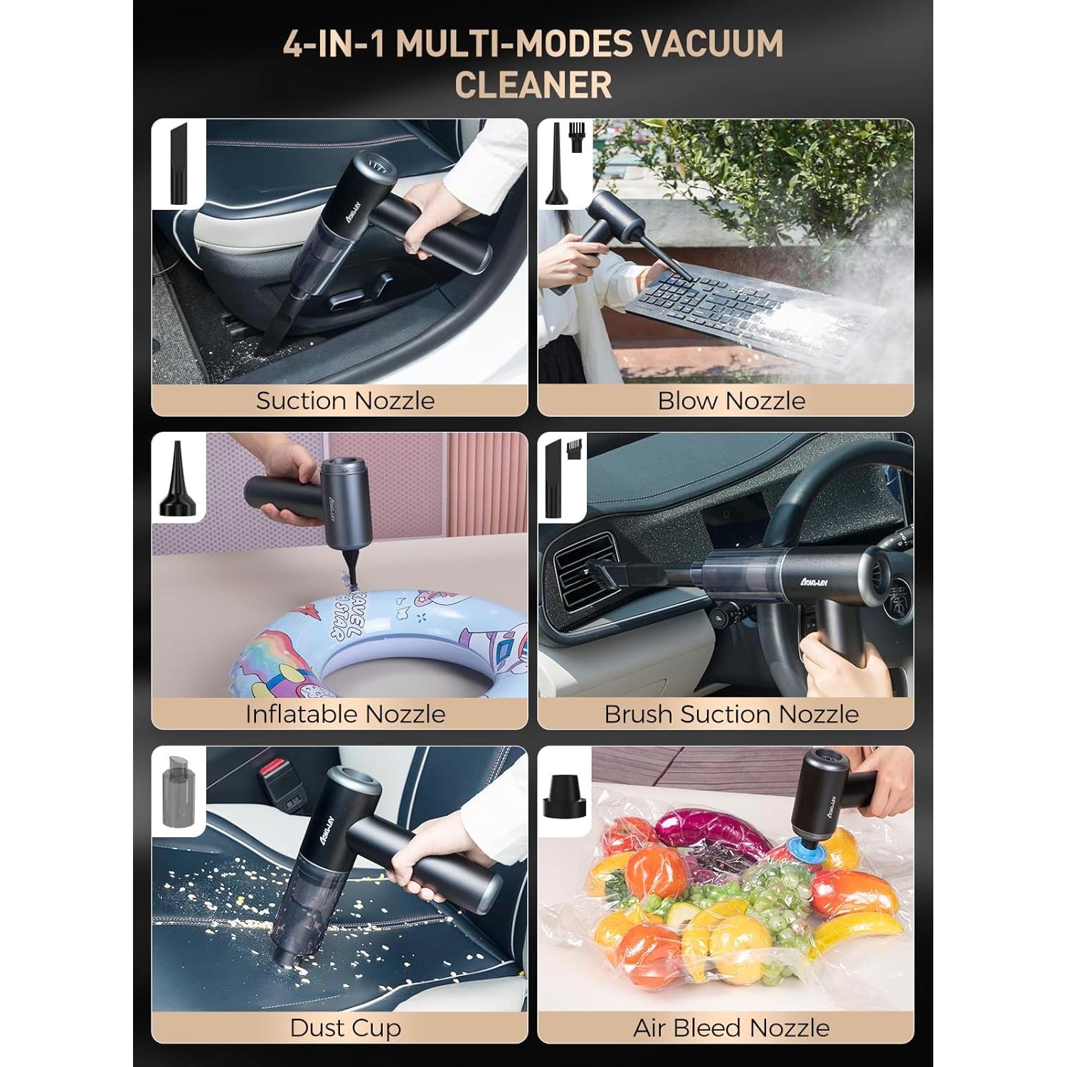 Aspiradora de Mano Aokway Sin Cable 15000PA Verde 4 en 1