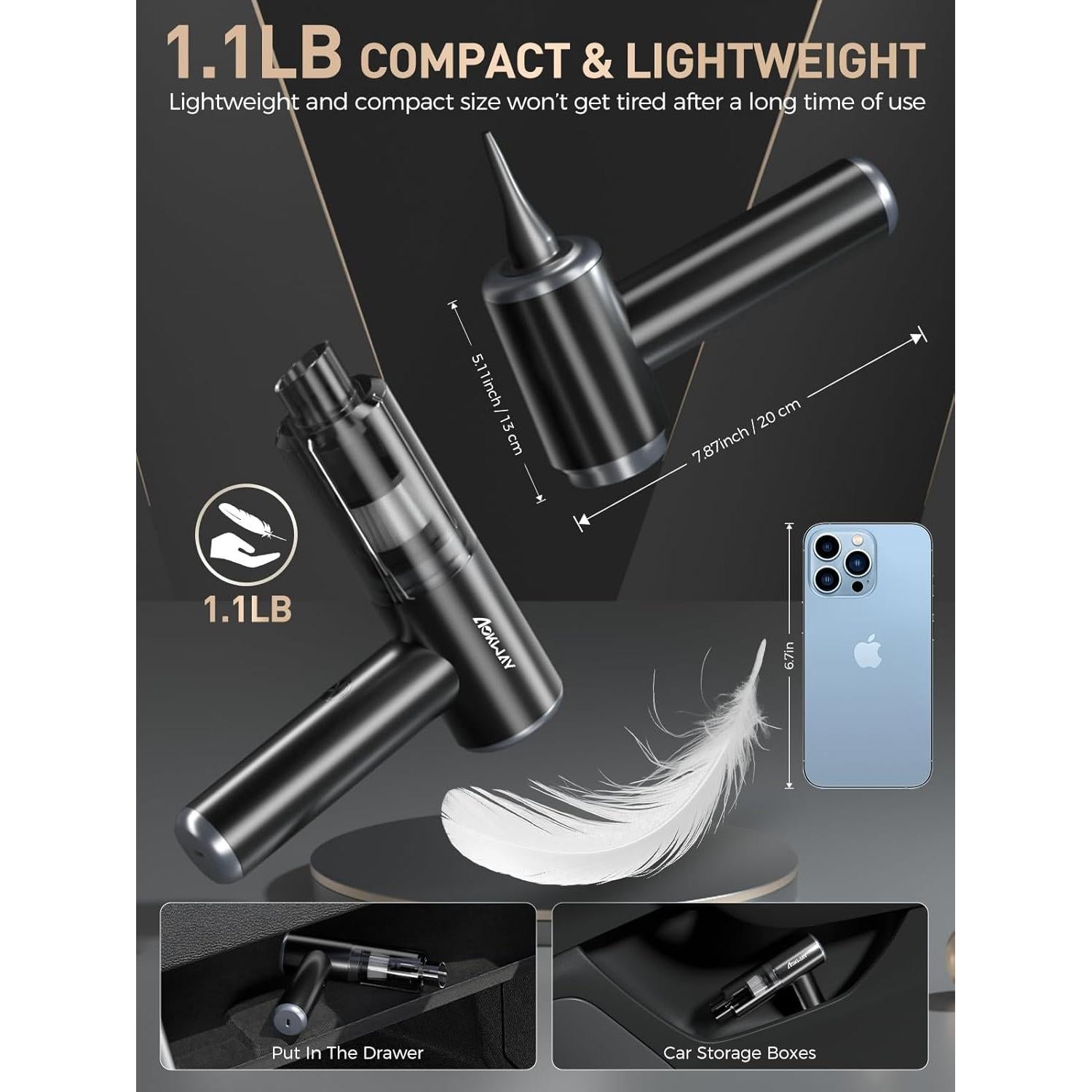 Aspiradora de Mano Aokway Sin Cable 15000PA Verde 4 en 1