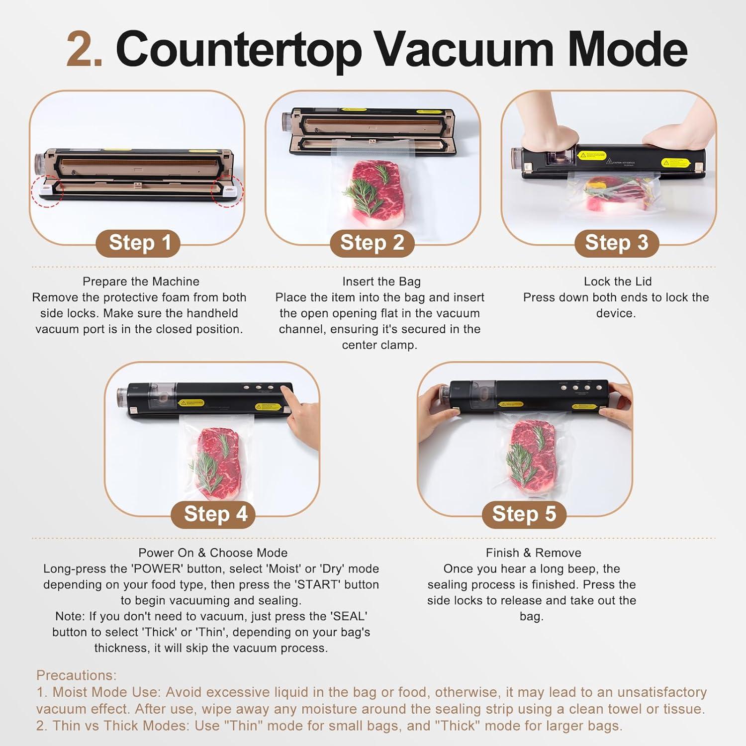 Sellador al vacío EUUZ 2 en 1 automático con 40 bolsas