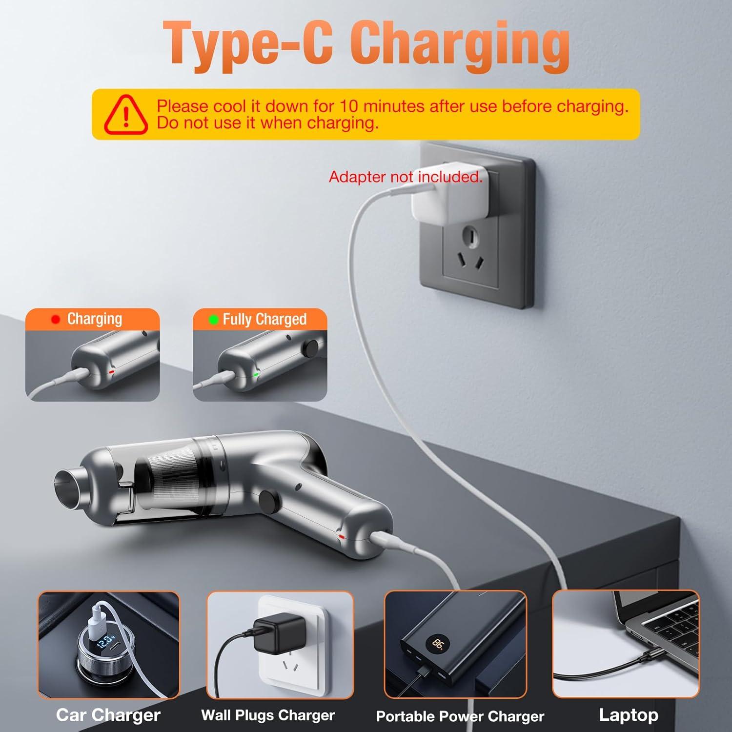 Aspiradora de Coche Inalámbrica MARLALL LT-126 18000Pa Plata