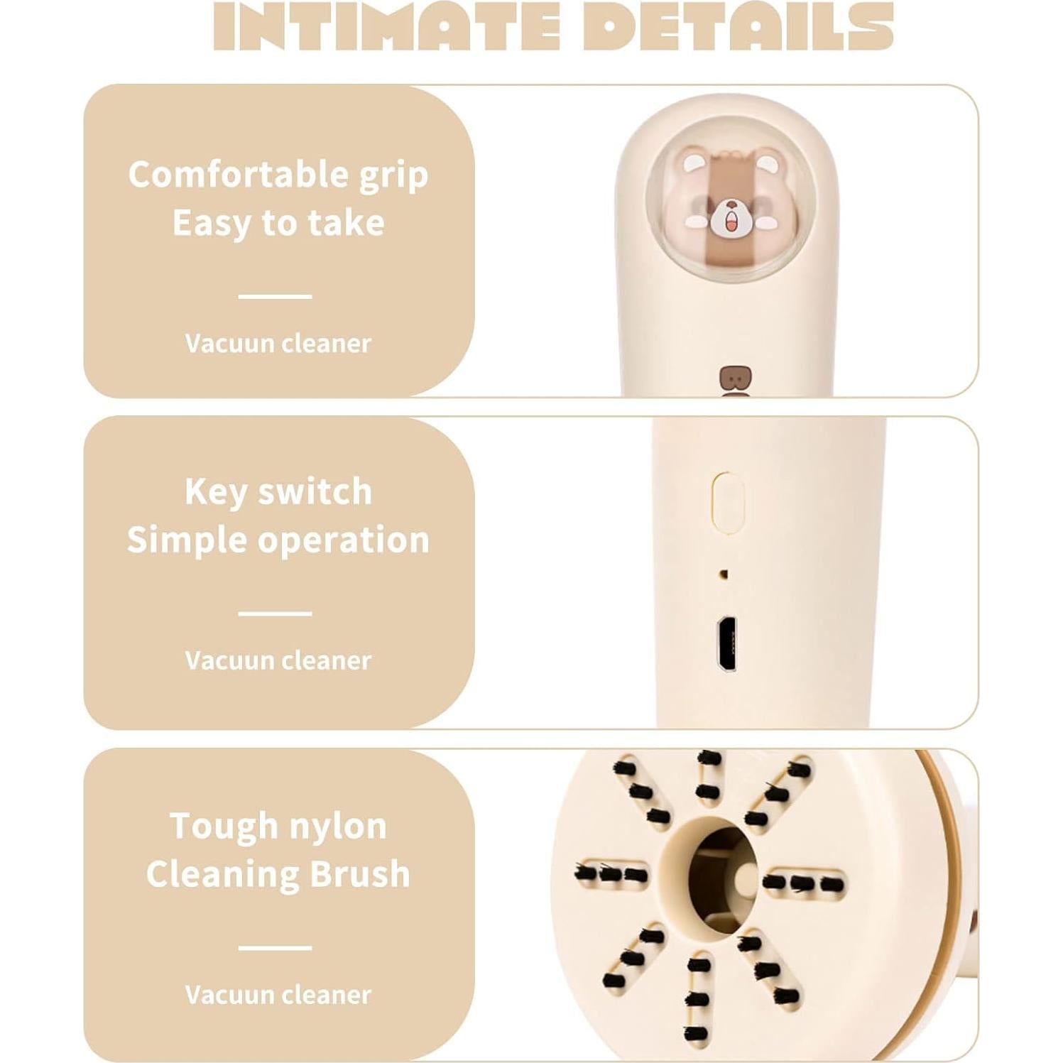 Mini Aspiradora de Escritorio HPYDIY Blanca Recargable USB 1200mAh