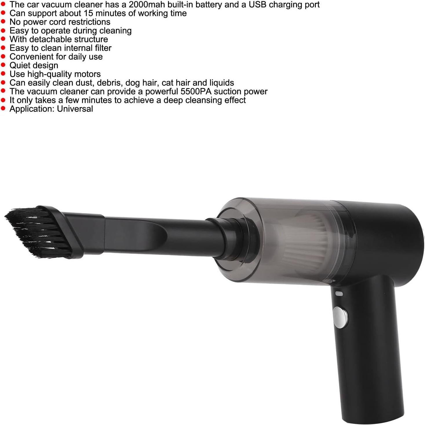 Aspiradora de Mano Inalámbrica SeenHum 5500Pa 2000mAh Negra