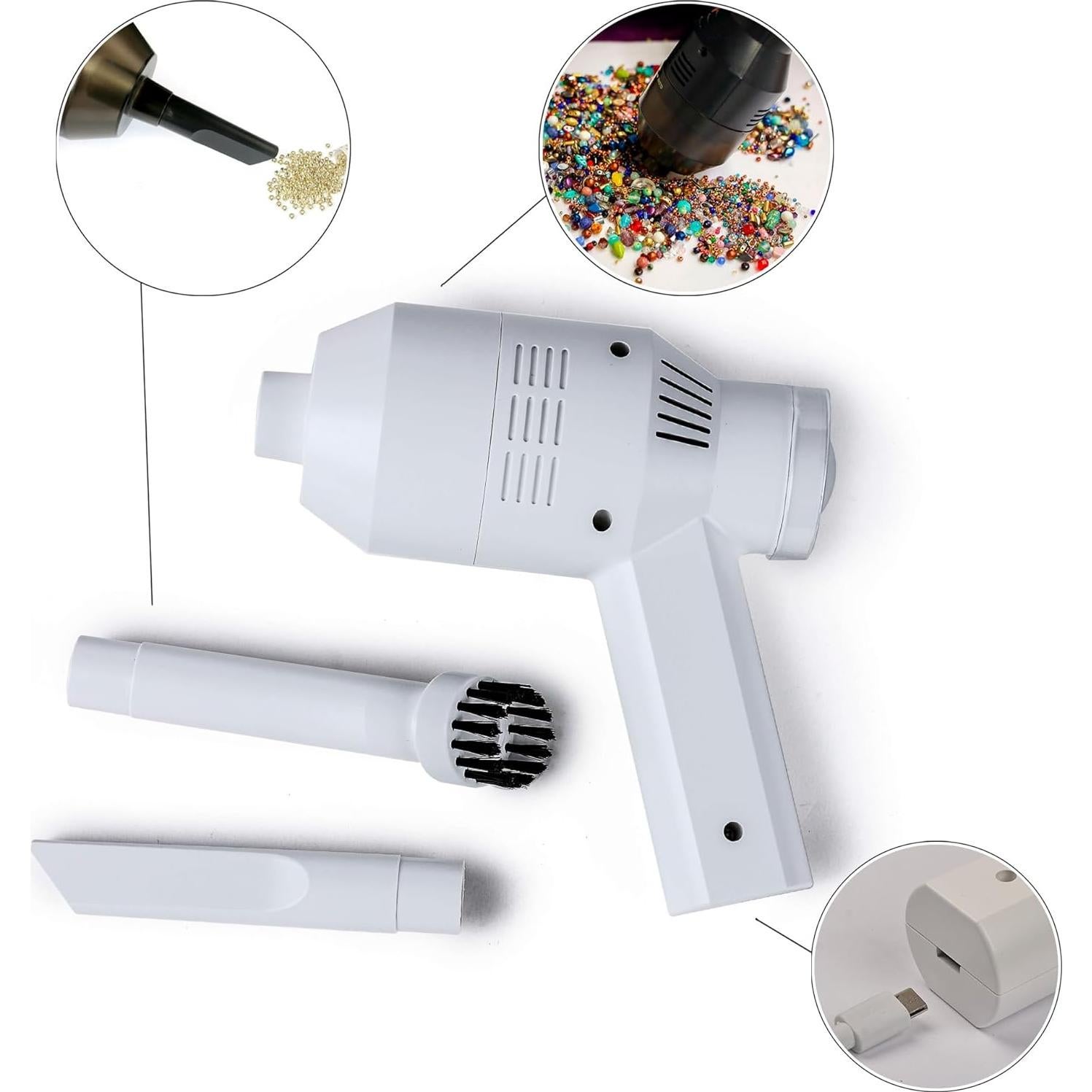 Aspiradora de Mano Inalámbrica PotomacBeads BeadVac Blanca