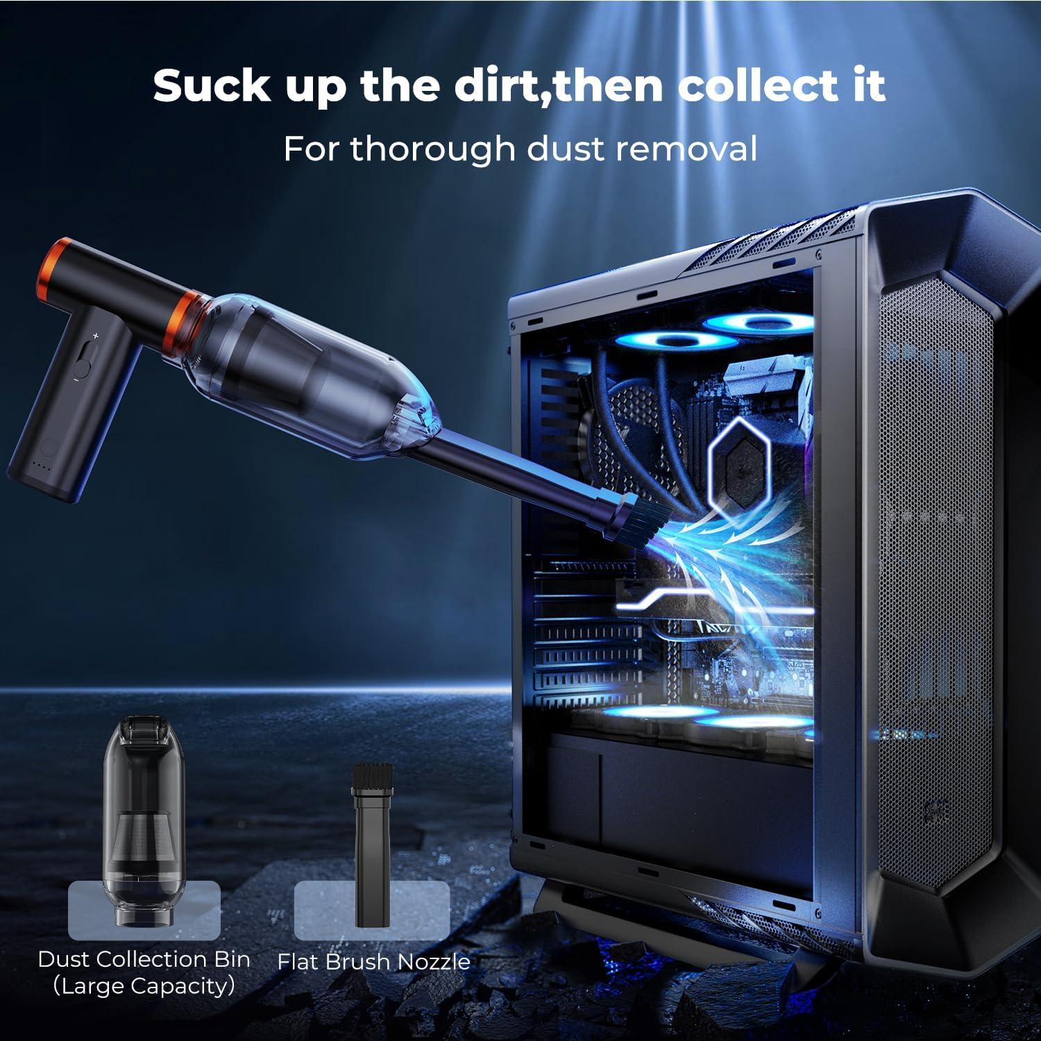 K&F CONCEPT Electric Compressed Air Duster|300000RPM Vacuum Cleaner|3 Gear Adjustable|Super Wind Power| Rechargeable Brushless Motor|for Deep Computer Clean, Keyboard, Car, Home,Outdoor