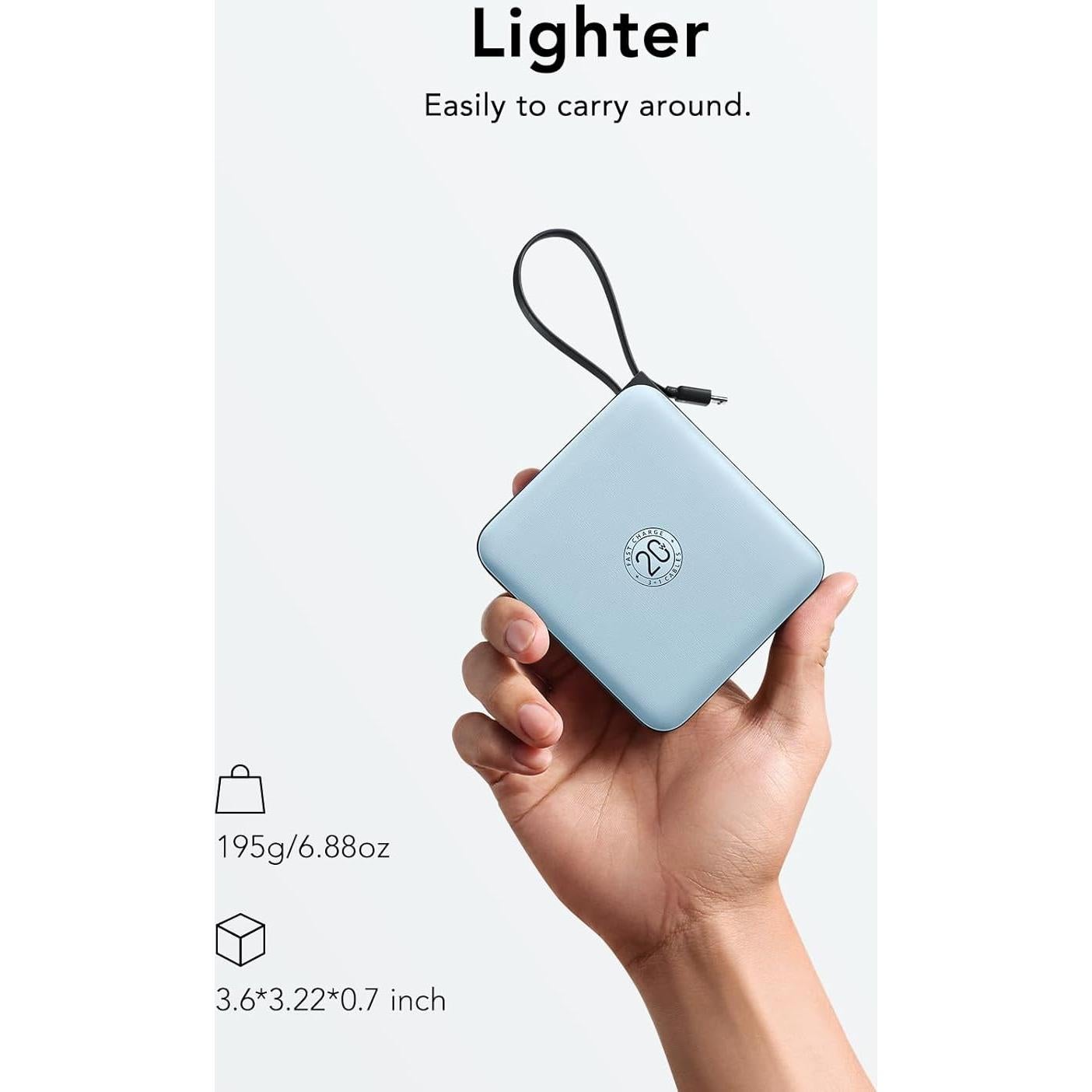 Cargador Portátil VRURC 10000mAh Carga Rápida 20W Azul