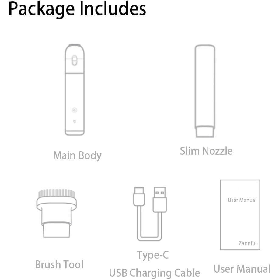 Aspiradora de Mano Inalámbrica Zannful Mini 50W HEPA 0.30kg