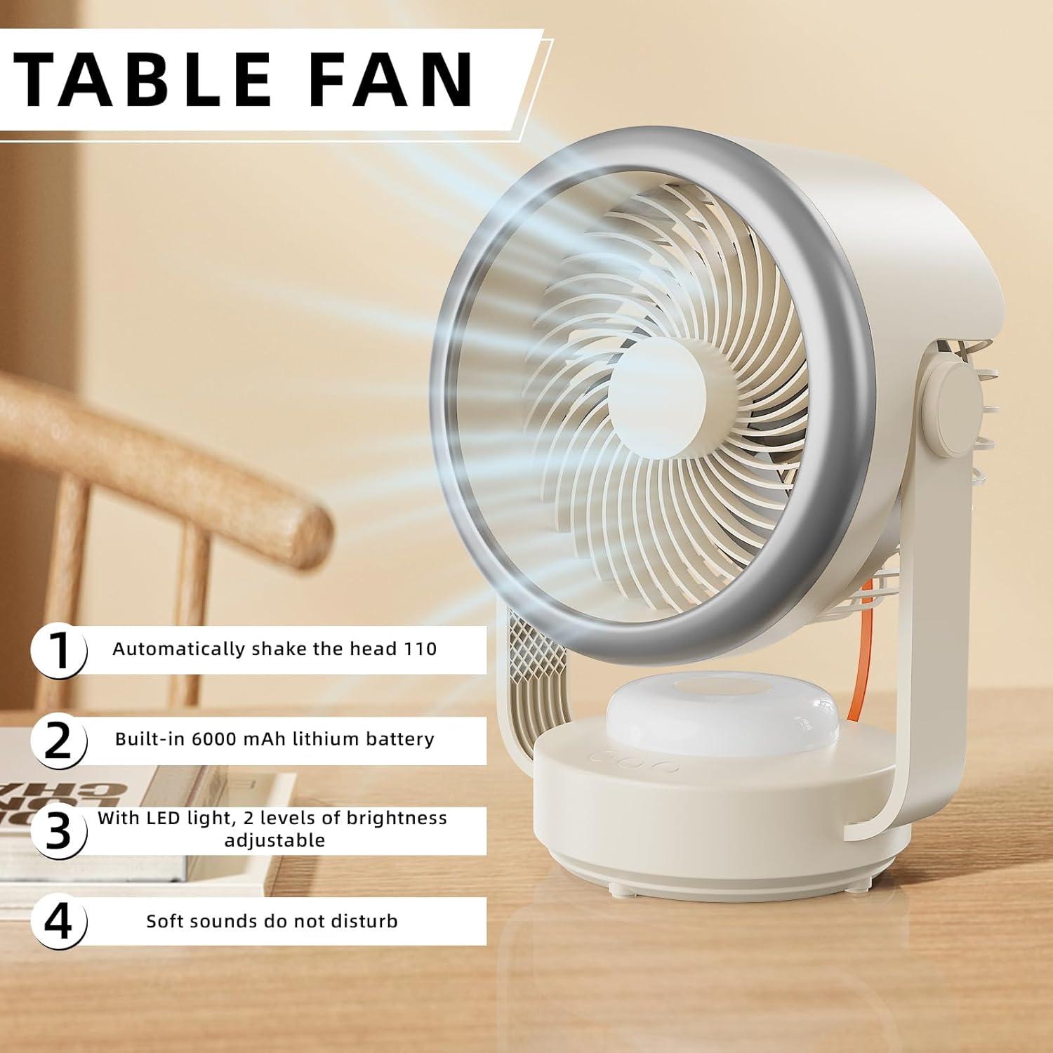 Ventilador de Mesa MEI SHUO PIN 24.1 cm Silencioso Recargable