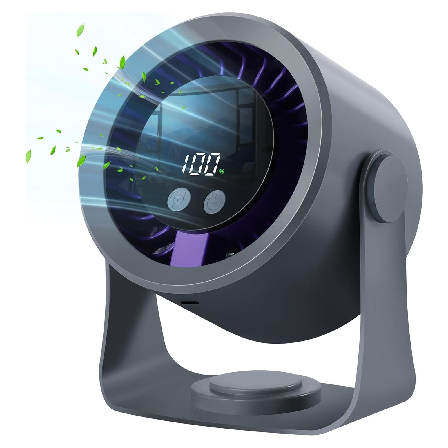 Ventilador de Escritorio hYwecy FF18, 360° Rotación, 1-120 Velocidades, Batería 4000mAh