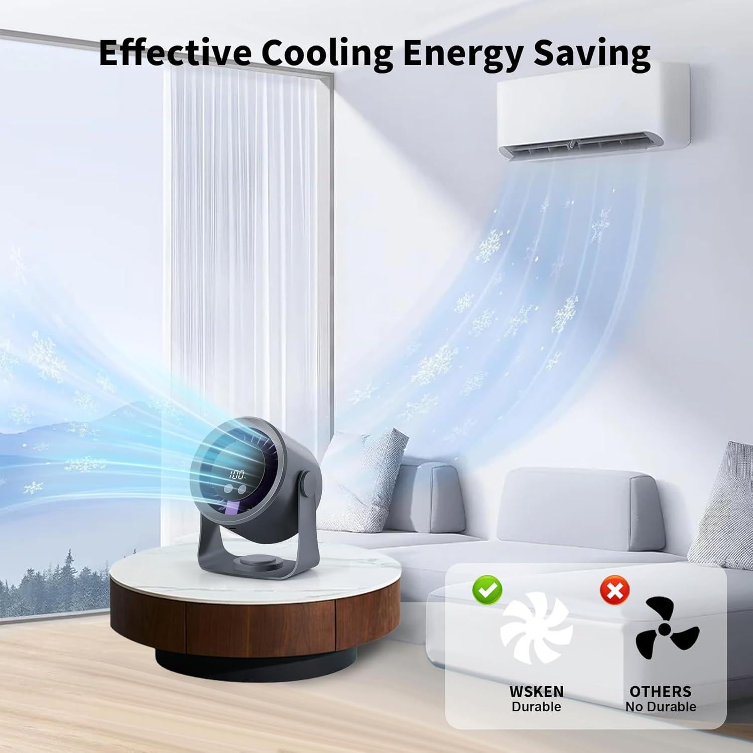 Ventilador de Escritorio hYwecy FF18, 360° Rotación, 1-120 Velocidades, Batería 4000mAh