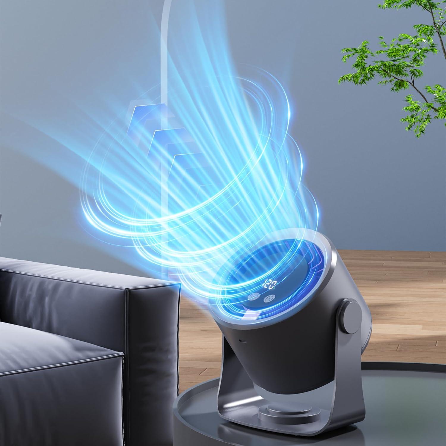 Ventilador de Escritorio hYwecy FF18, 360° Rotación, 1-120 Velocidades, Batería 4000mAh