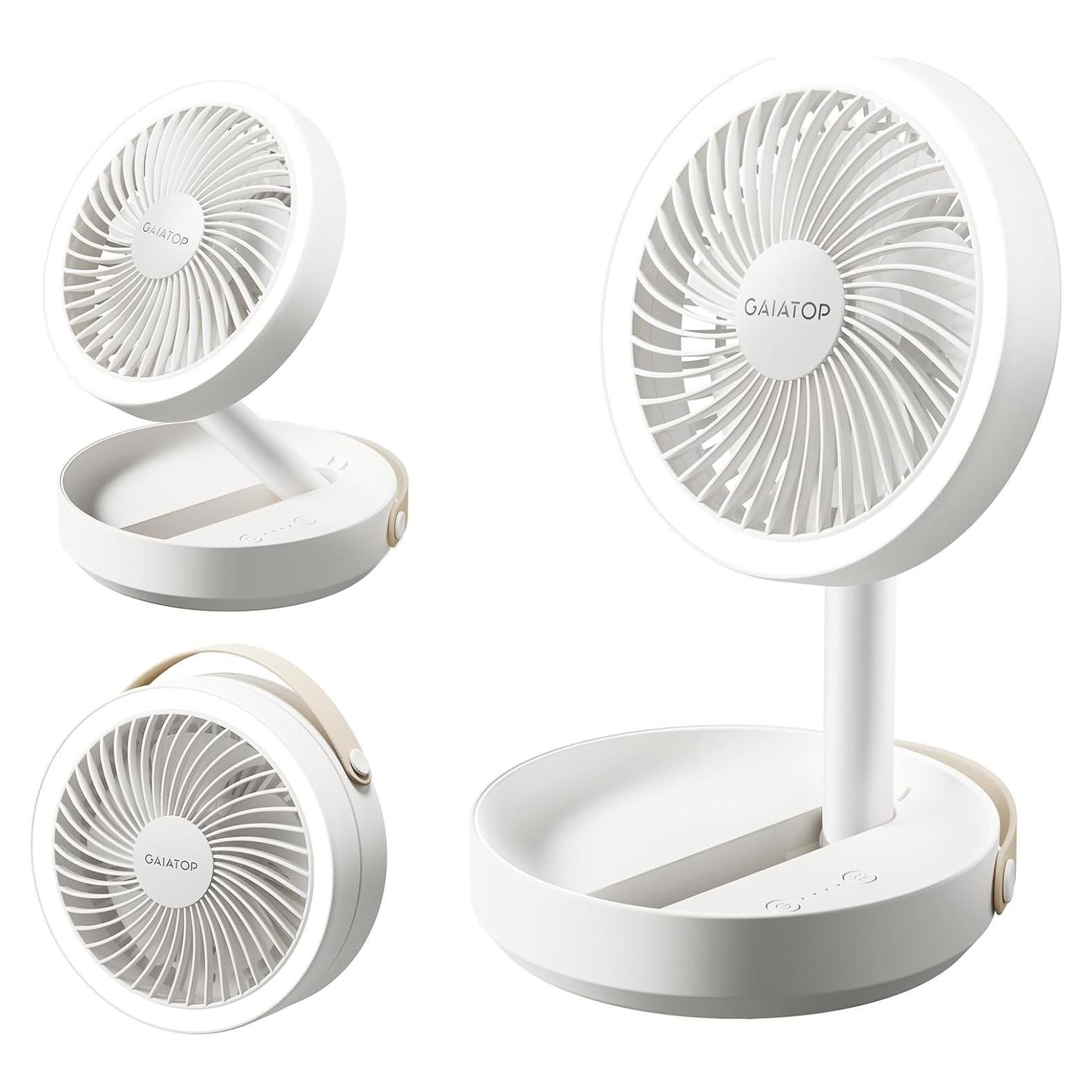 Ventilador de Mesa Plegable Gaiatop 6000mAh con Luz LED