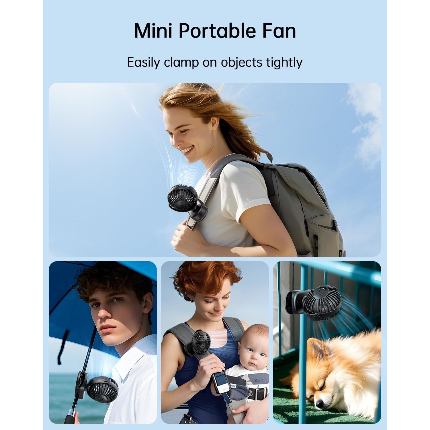 Ventilador de Clip SWEETFULL S27 Mini Recargable 3 Velocidades
