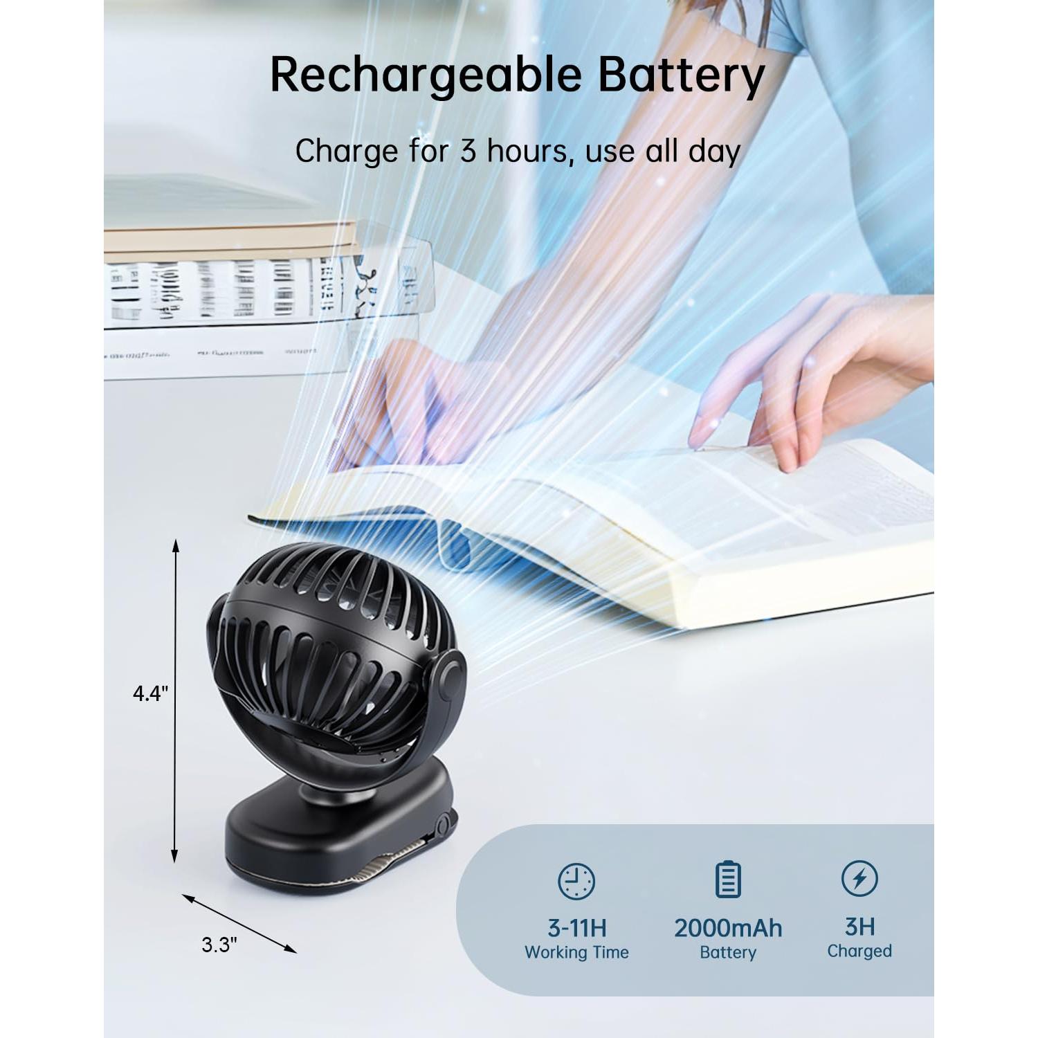 Ventilador de Clip SWEETFULL S27 Mini Recargable 3 Velocidades