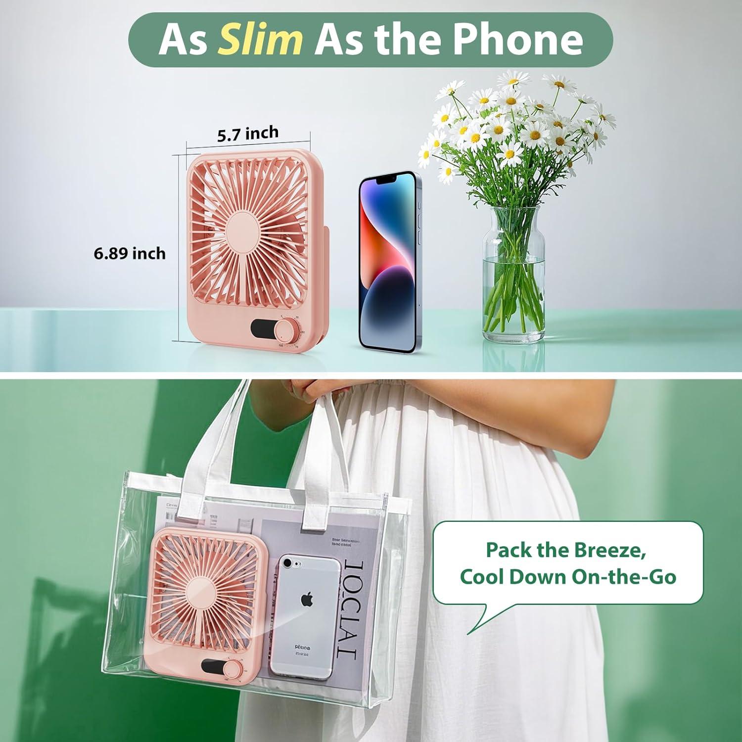 Ventilador de Viaje Portátil Zaardend Rosa 100 Velocidades