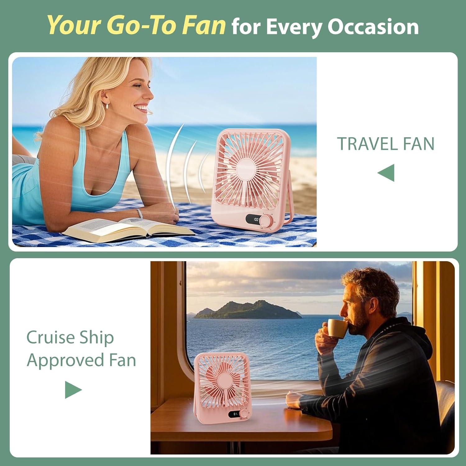 Ventilador de Viaje Portátil Zaardend Rosa 100 Velocidades