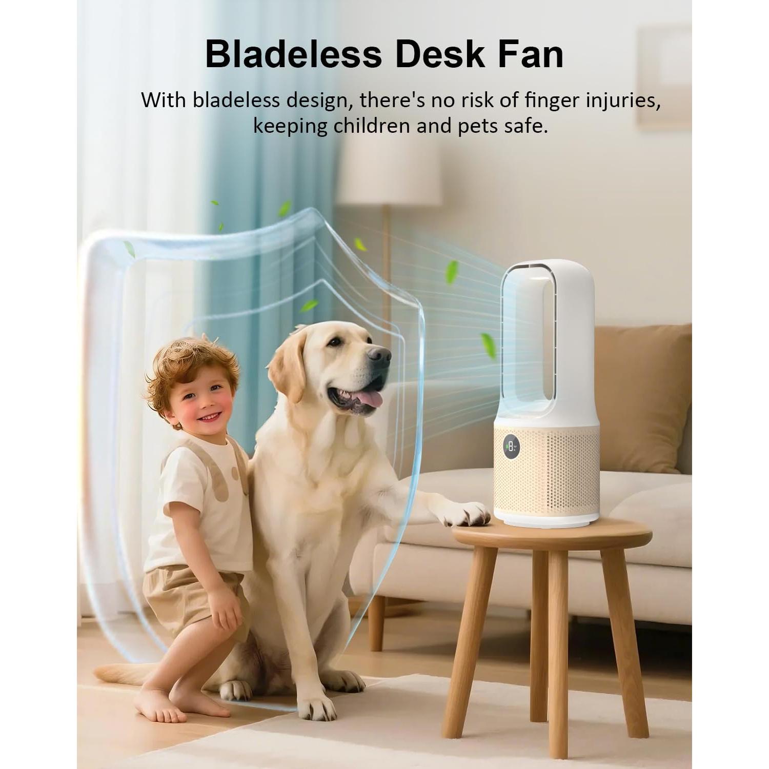 Ventilador de Escritorio MEIIS Sin Aspas 14" Recargable USB 9 Velocidades