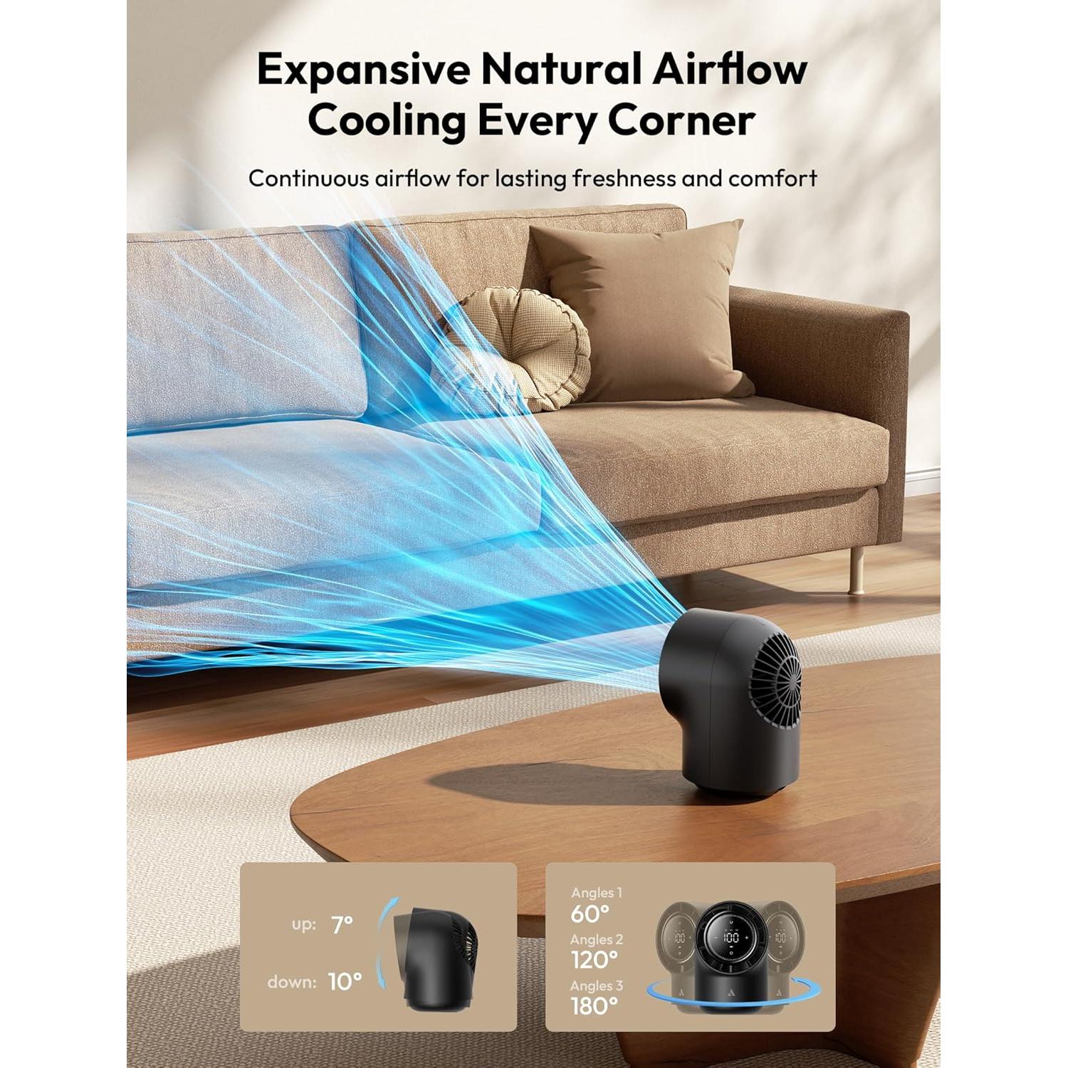 Ventilador de Mesa Aecooly Control Táctil 8000mAh 100 Velocidades