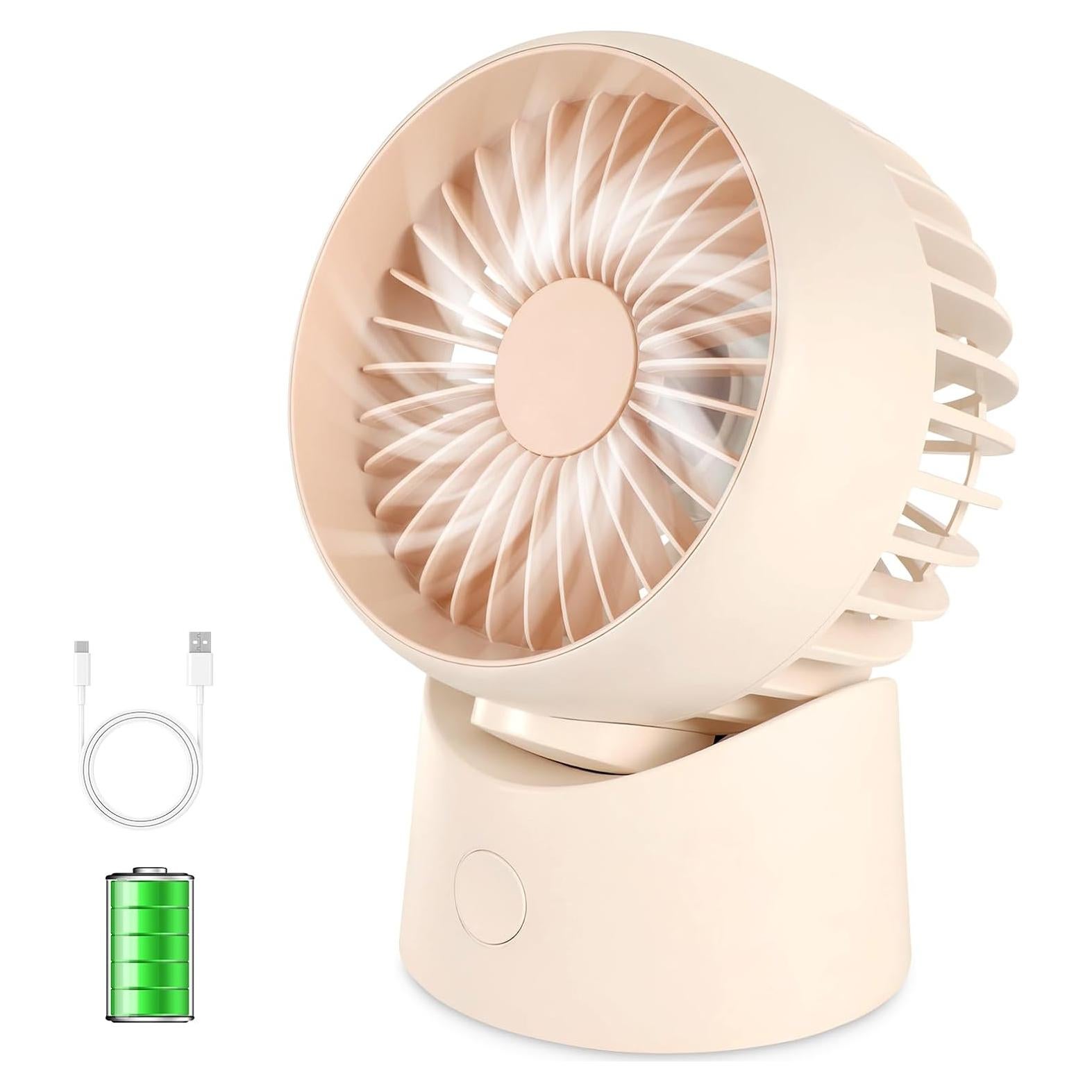 Ventilador de Escritorio FITENOUGH Oscilante 4 Velocidades Beige