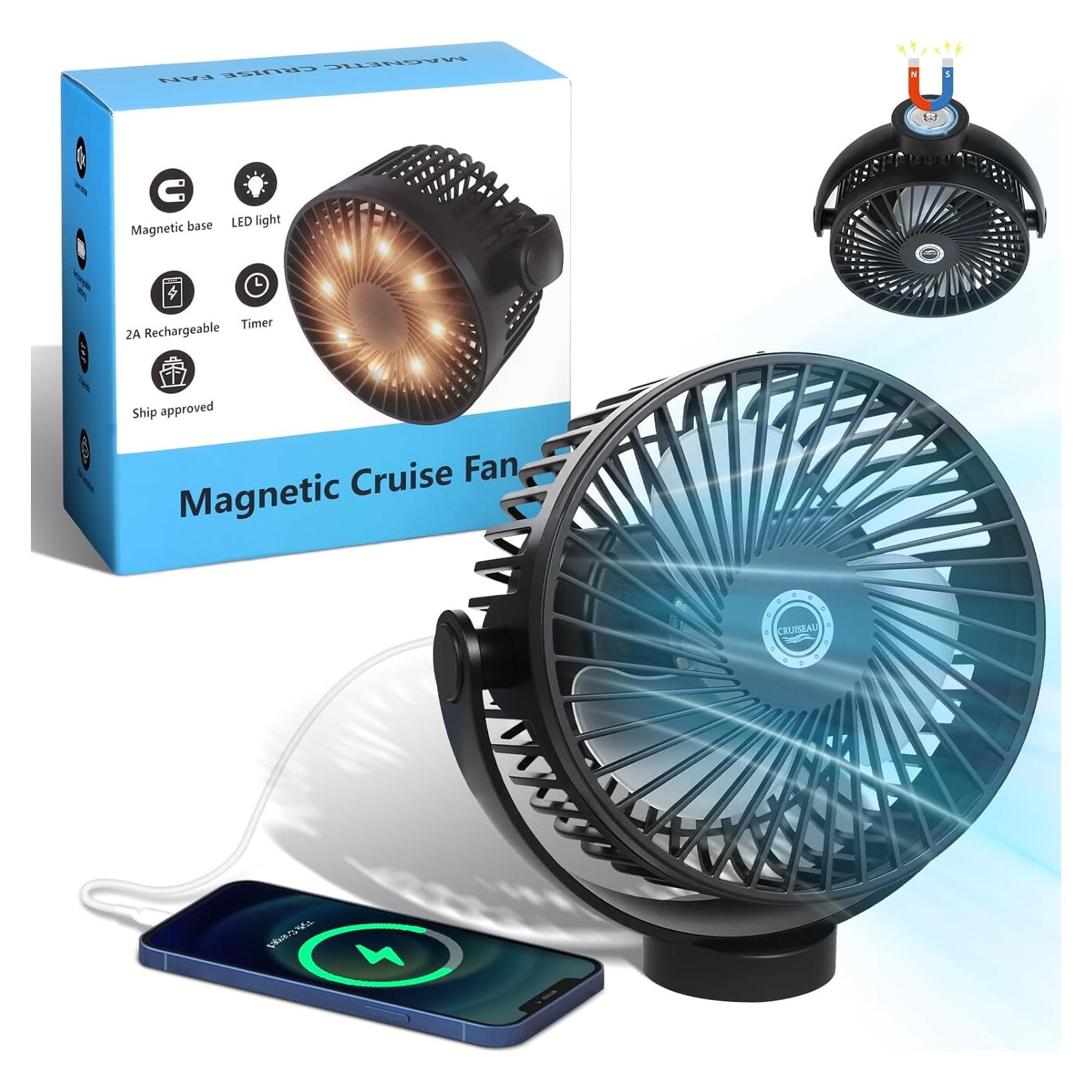 Ventilador de Crucero CruiSeaU Magnético 8000mAh Luz LED