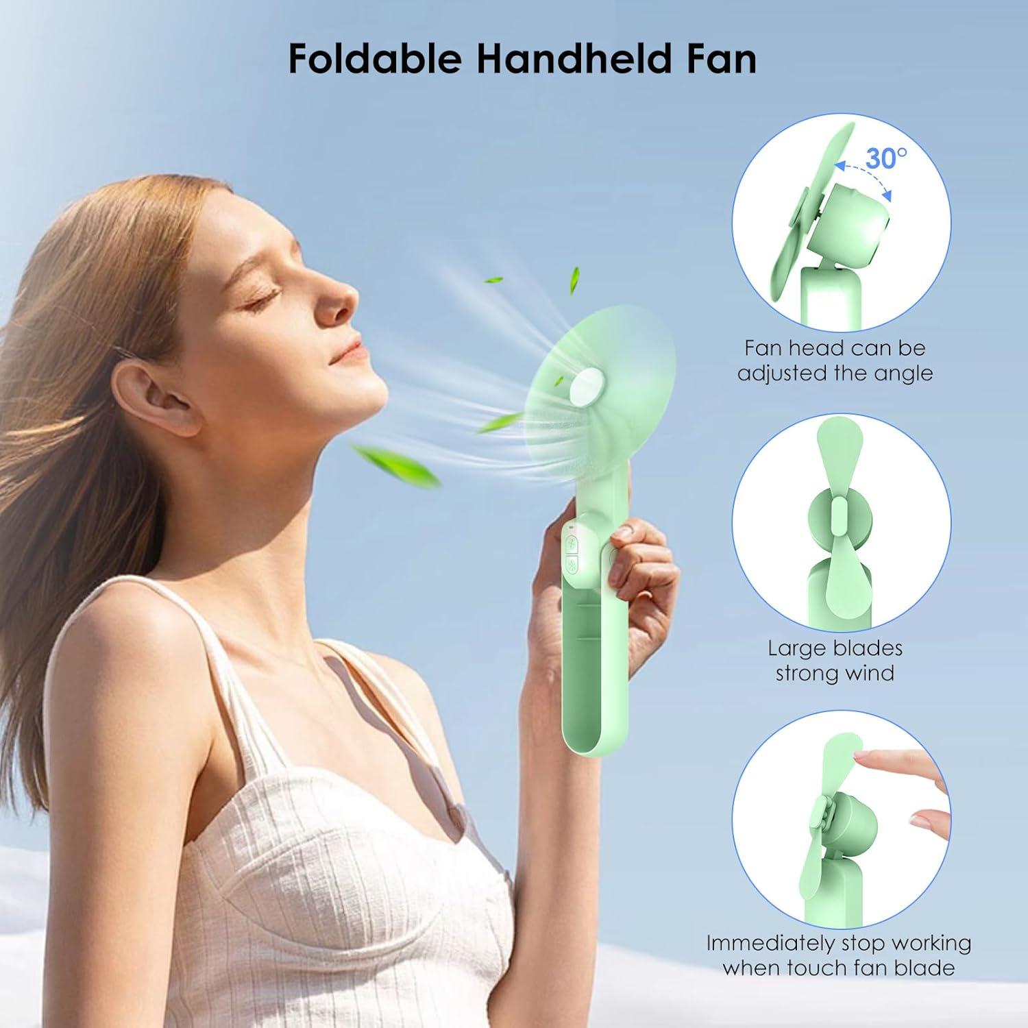 Ventilador portátil 4 en 1 Ohjoin recargable USB verde claro