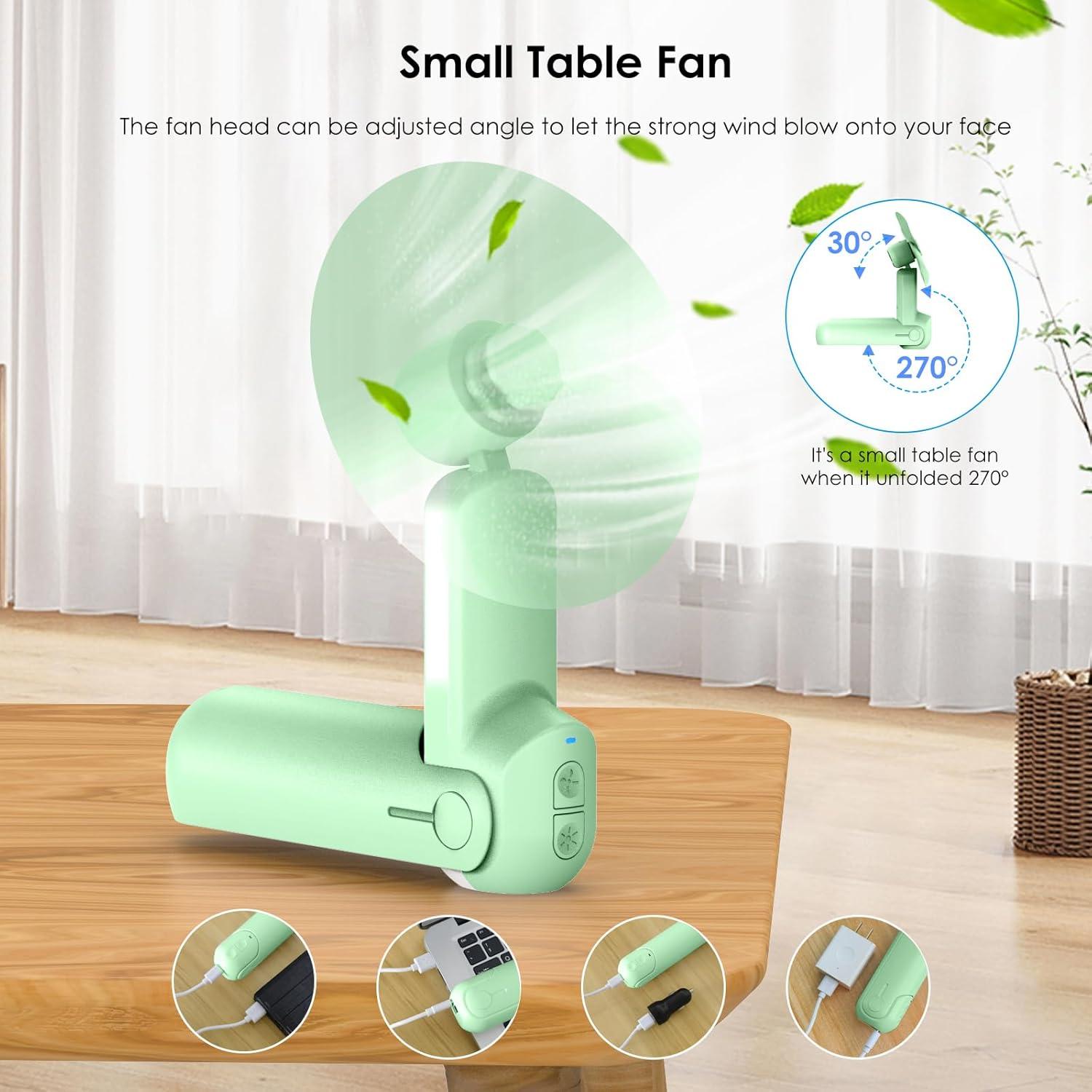 Ventilador portátil 4 en 1 Ohjoin recargable USB verde claro