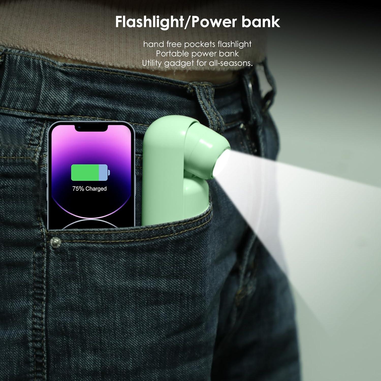 Ventilador portátil 4 en 1 Ohjoin recargable USB verde claro