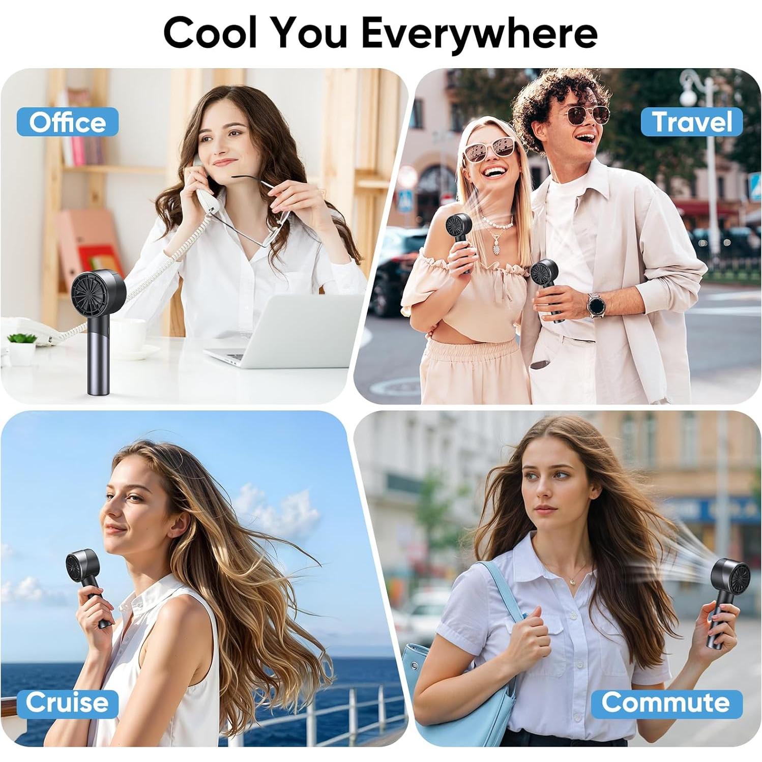 Ventilador Turbo Portátil AMACOOL G3 Recargable 17h 4 Velocidades