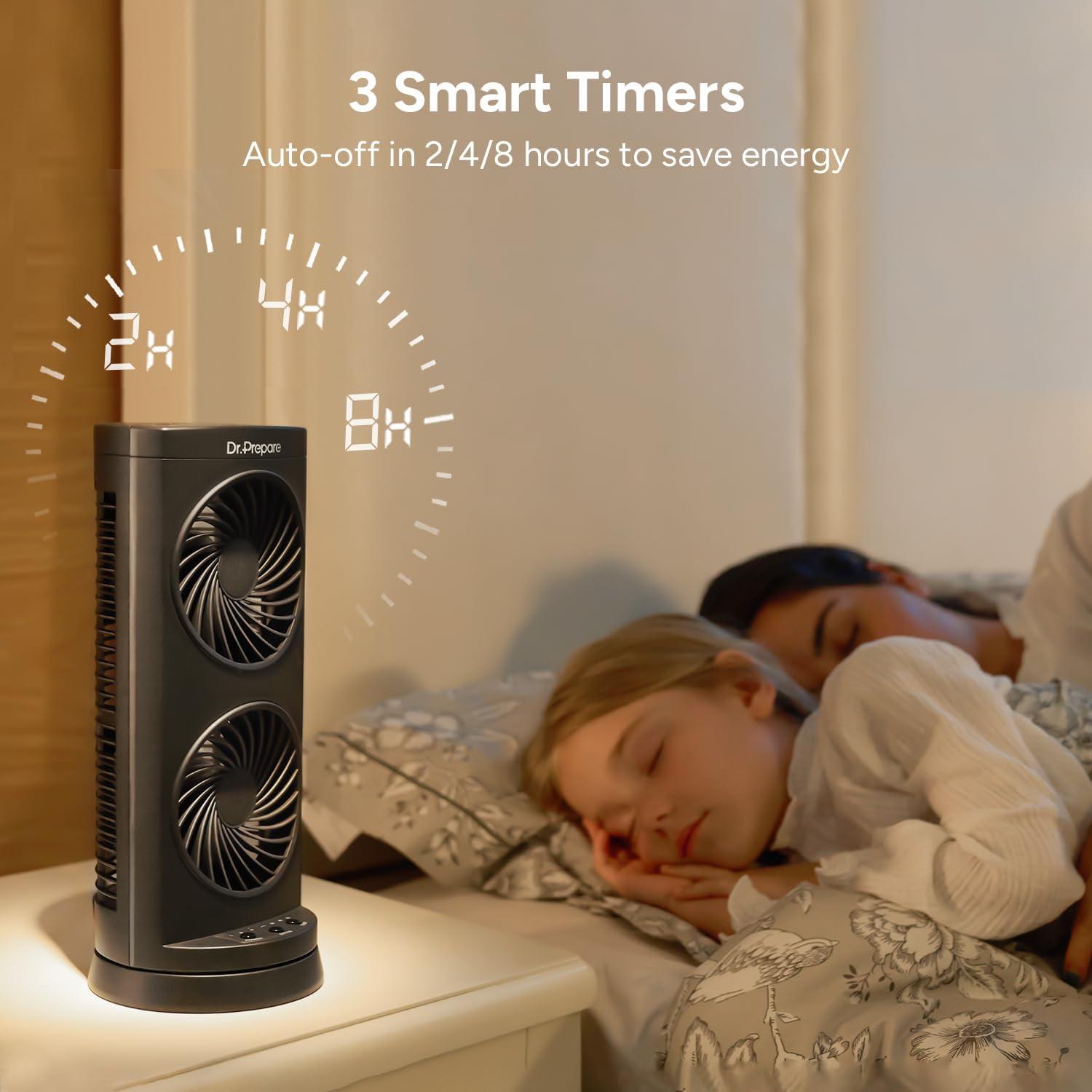 Ventilador de Torre USB Dr. Prepare DCDF11-G1, 3 Velocidades, Oscilante 110°