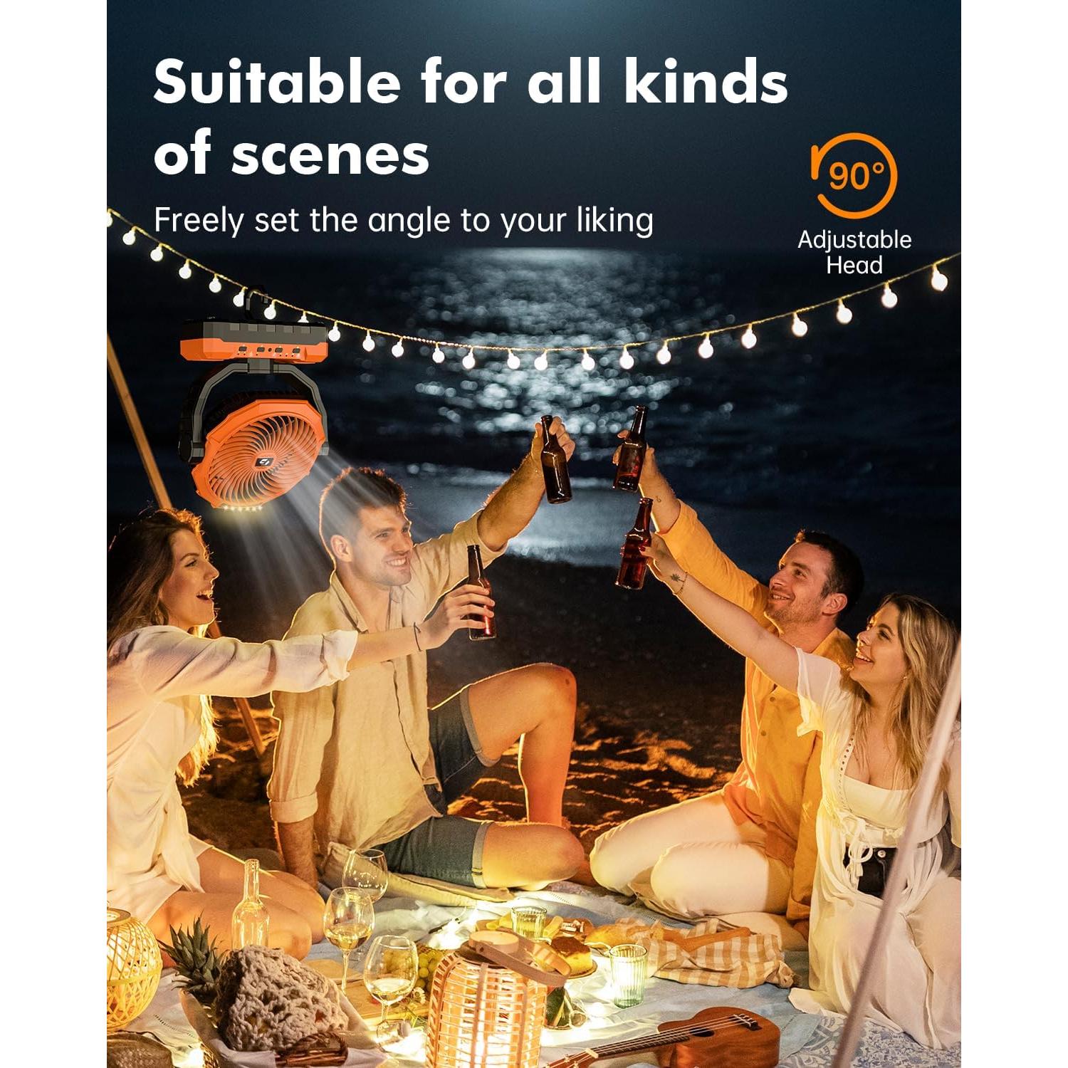 Ventilador de Camping Wavmill 24000mAh Recargable con Luz LED