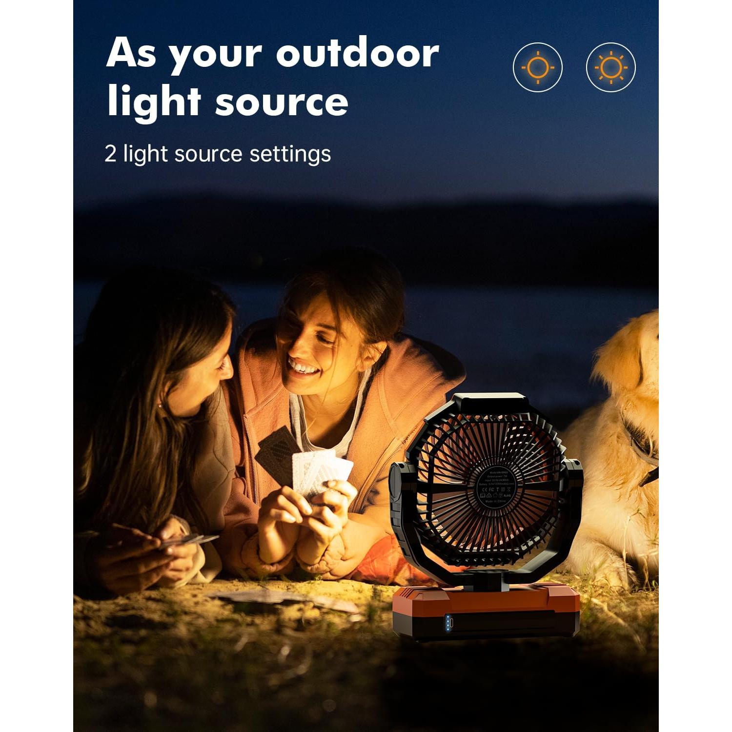 Ventilador de Camping Wavmill 24000mAh Recargable con Luz LED