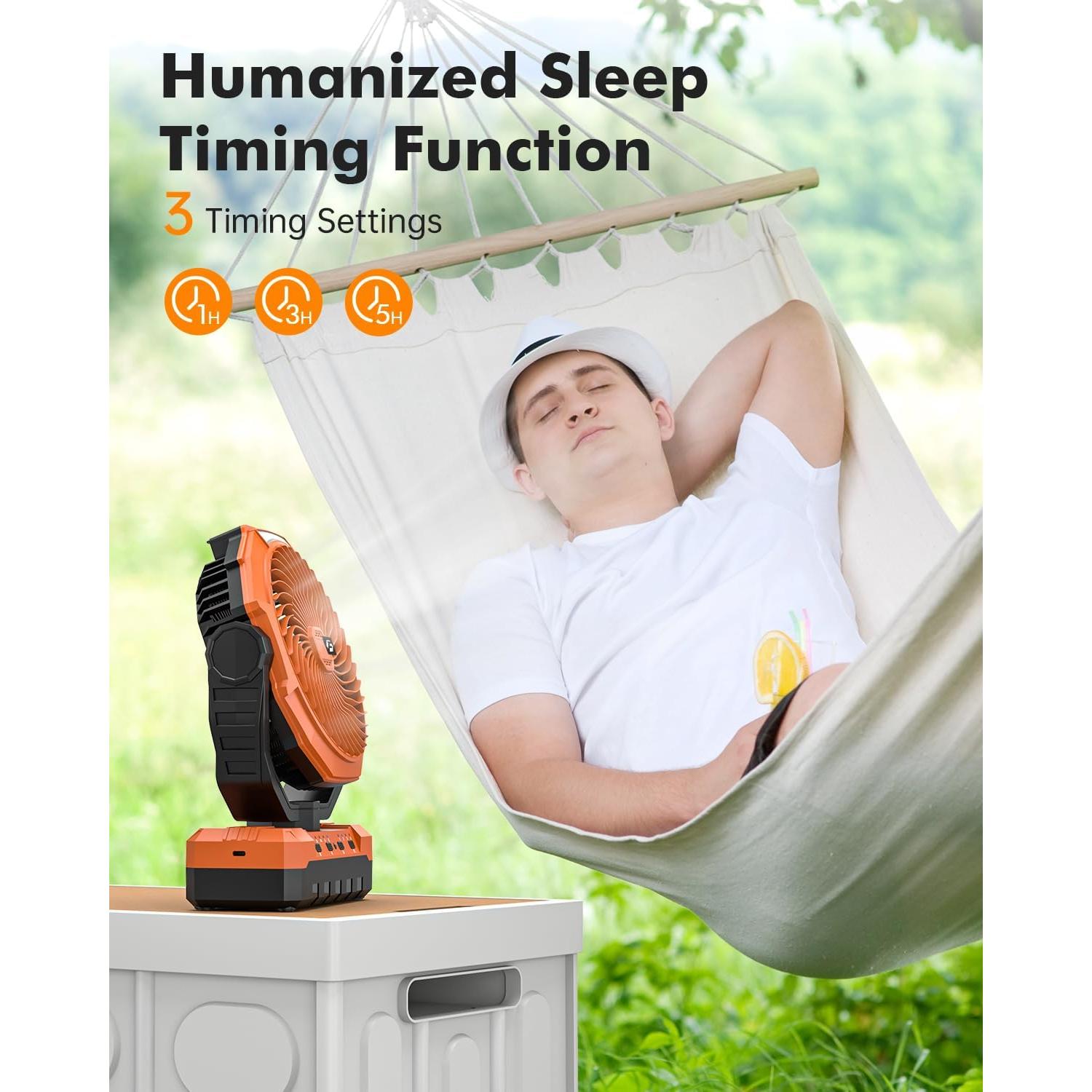 Ventilador de Camping Wavmill 24000mAh Recargable con Luz LED