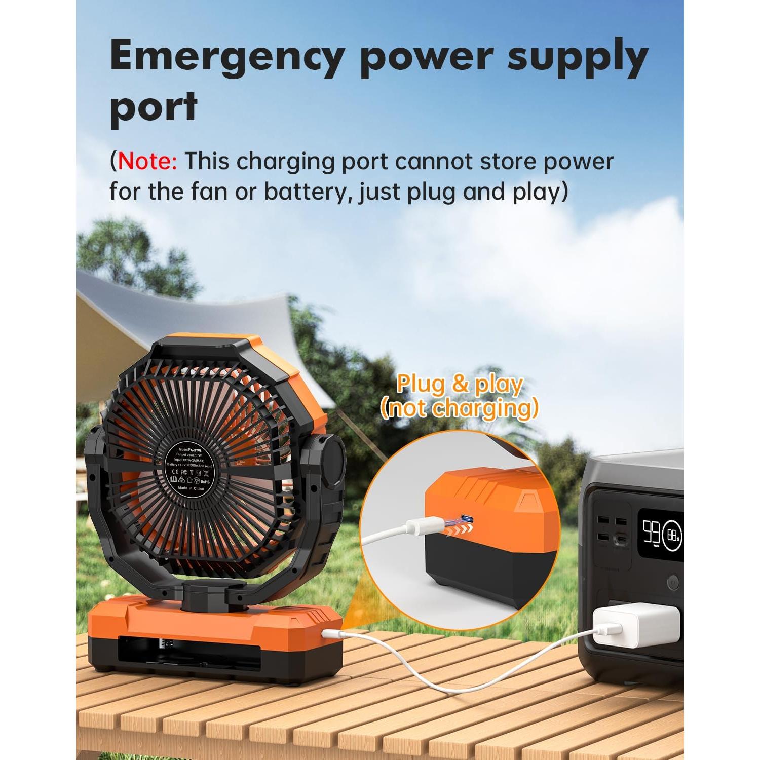 Ventilador de Camping Wavmill 24000mAh Recargable con Luz LED