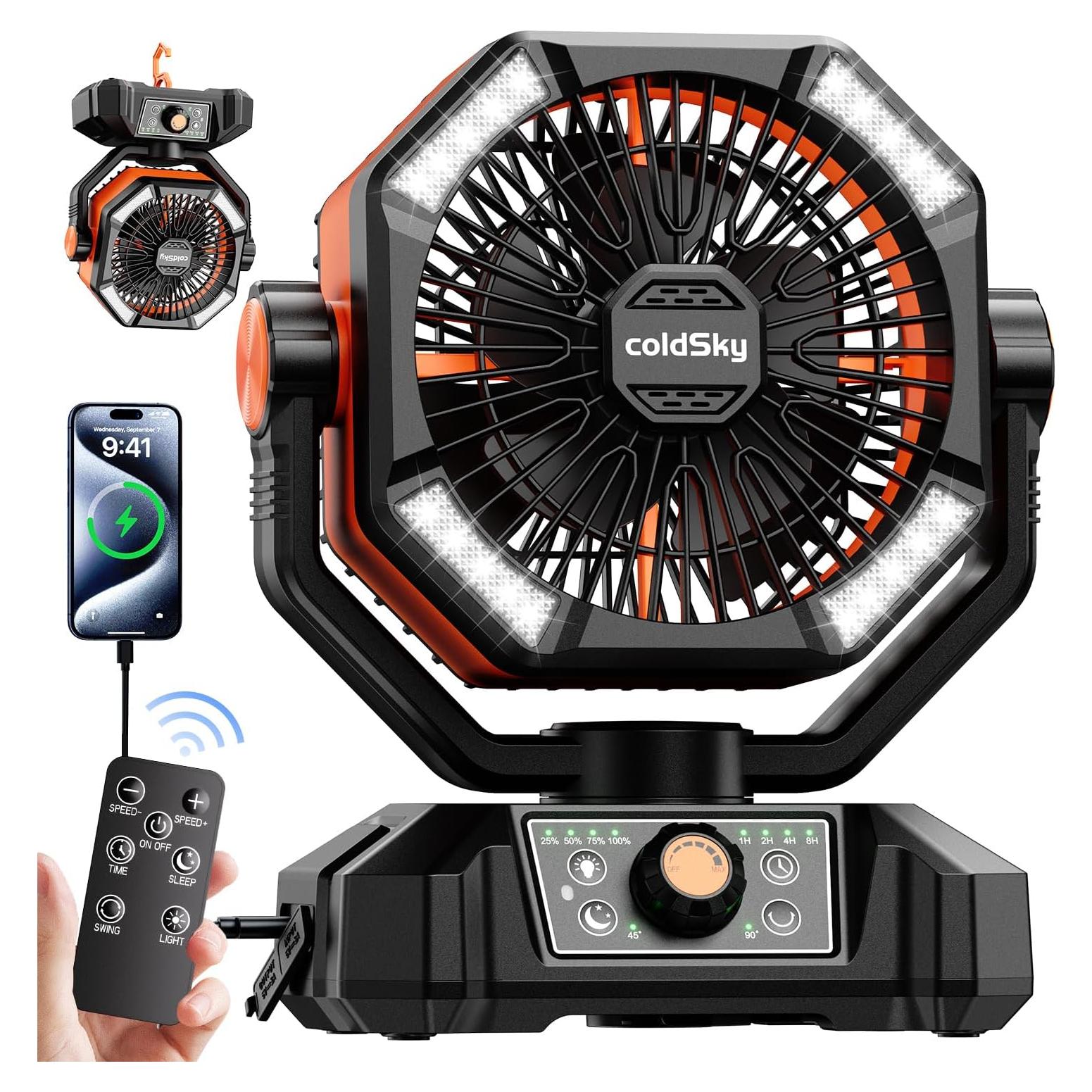 Ventilador de Camping coldSky HY-8136S 20000mAh con Luz LED