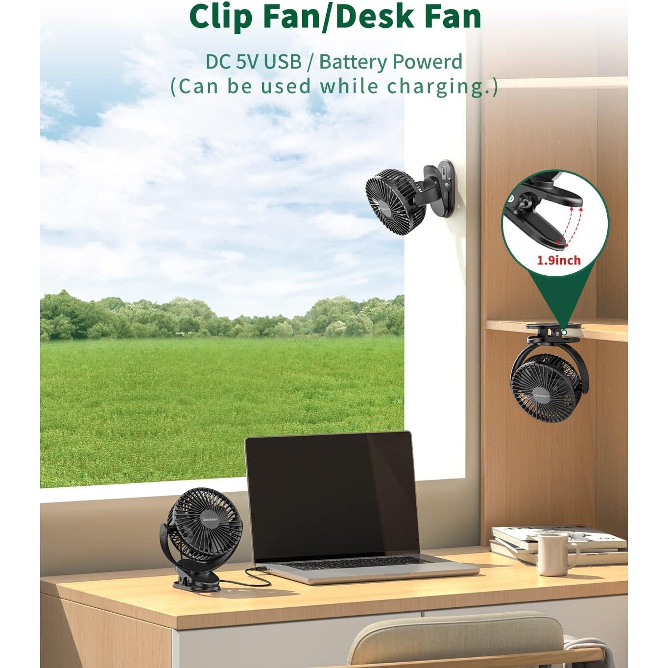 Ventilador Portátil Clip Dorobeen TF28D Recargable 3 Velocidades