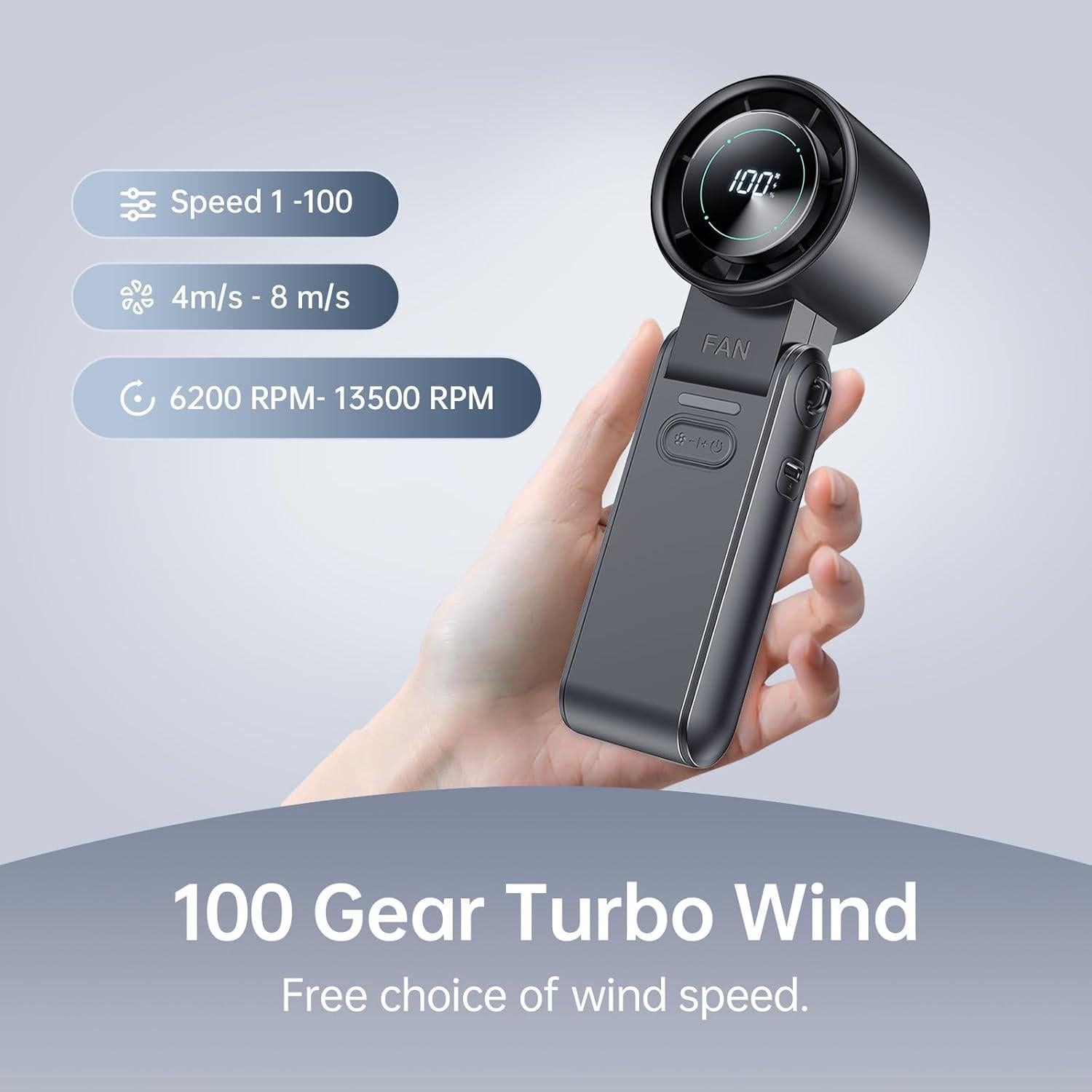 Ventilador Portátil KIMMOO 3-en-1 Plegable 13500 RPM Negro