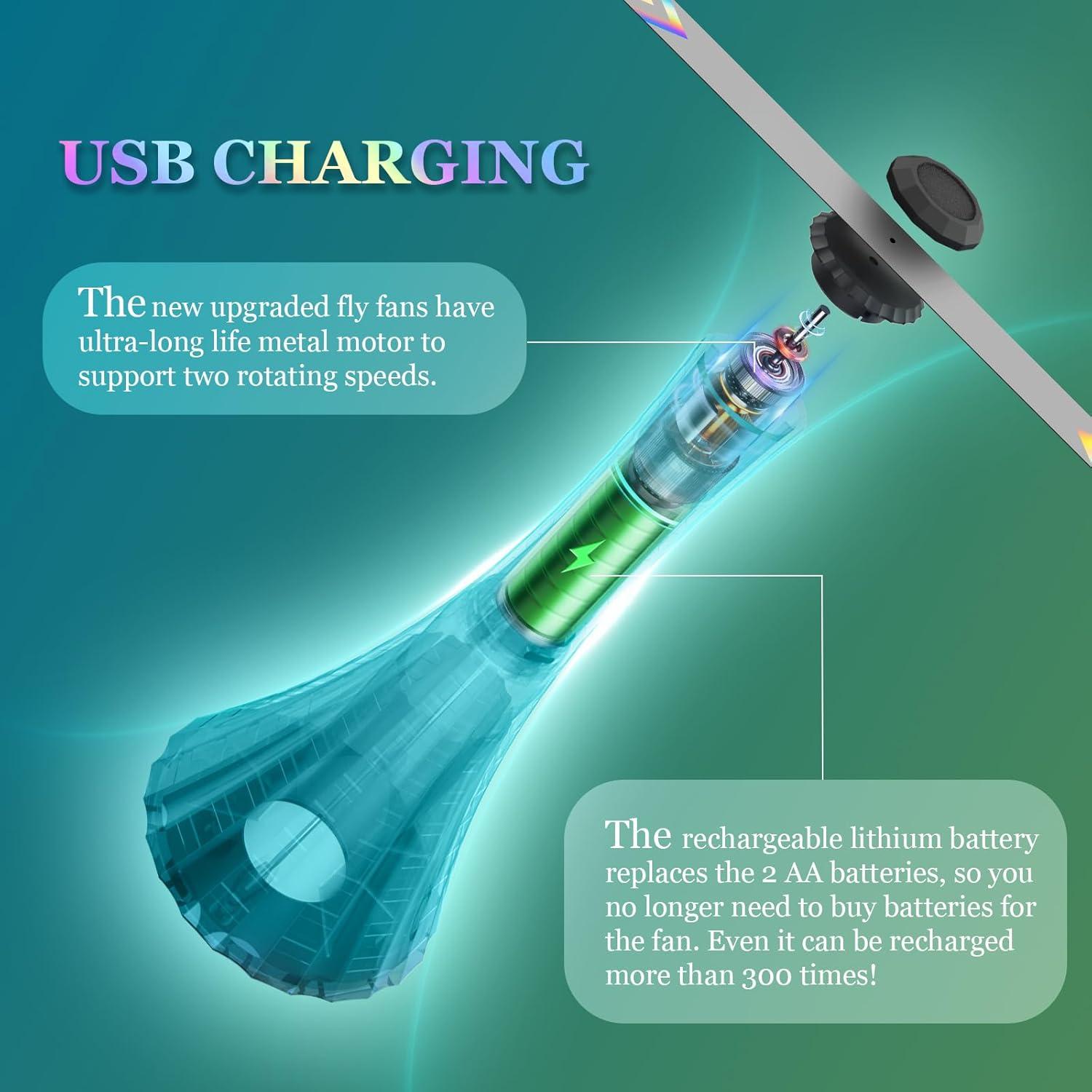 Ventiladores de Moscas Recargables Adawook 4PCS Negro