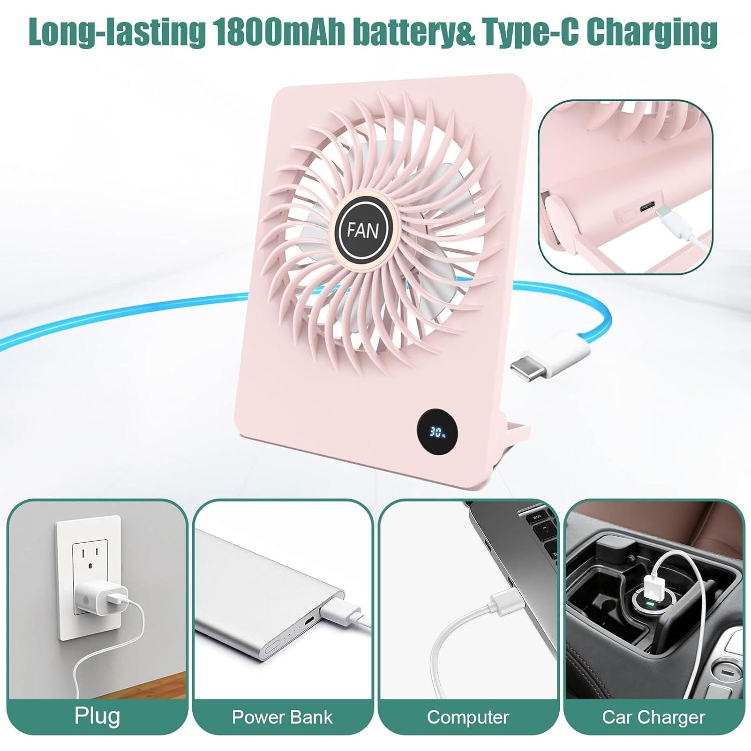 Ventilador de Escritorio Tertan X20 Plegable 180° 5 Velocidades Rosa