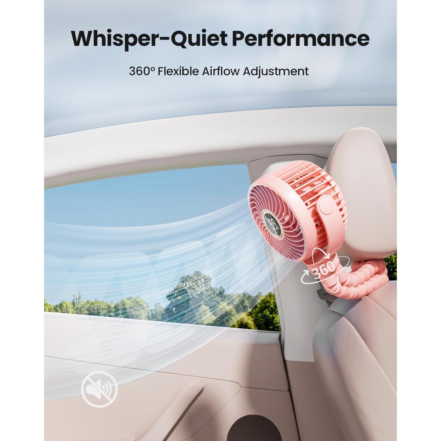 Ventilador de Cochecito SHEWIND S15 Pro Rosa Recargable 4000mAh