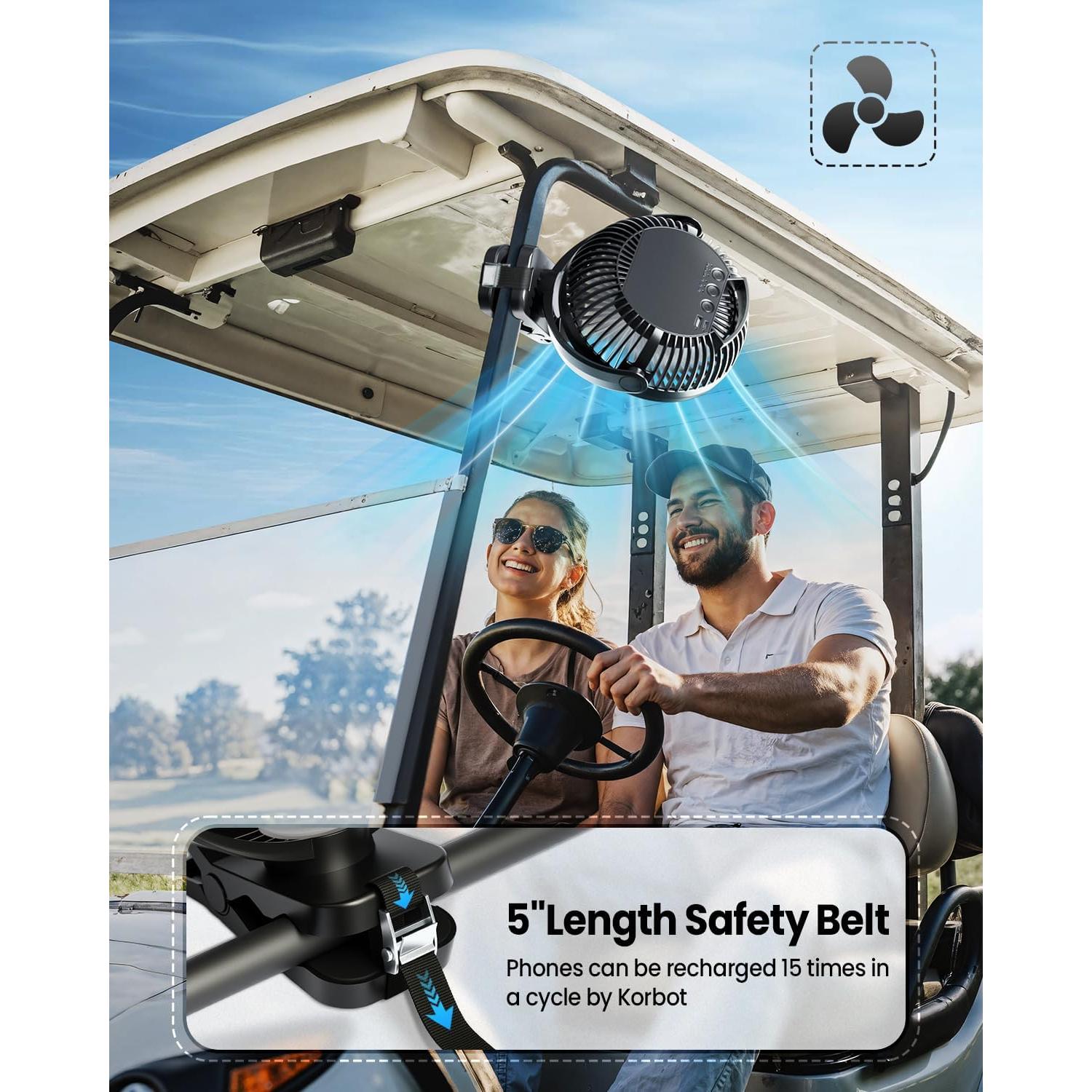 Ventilador Clip Recargable Korbot 24000mAh 8" con Control Remoto