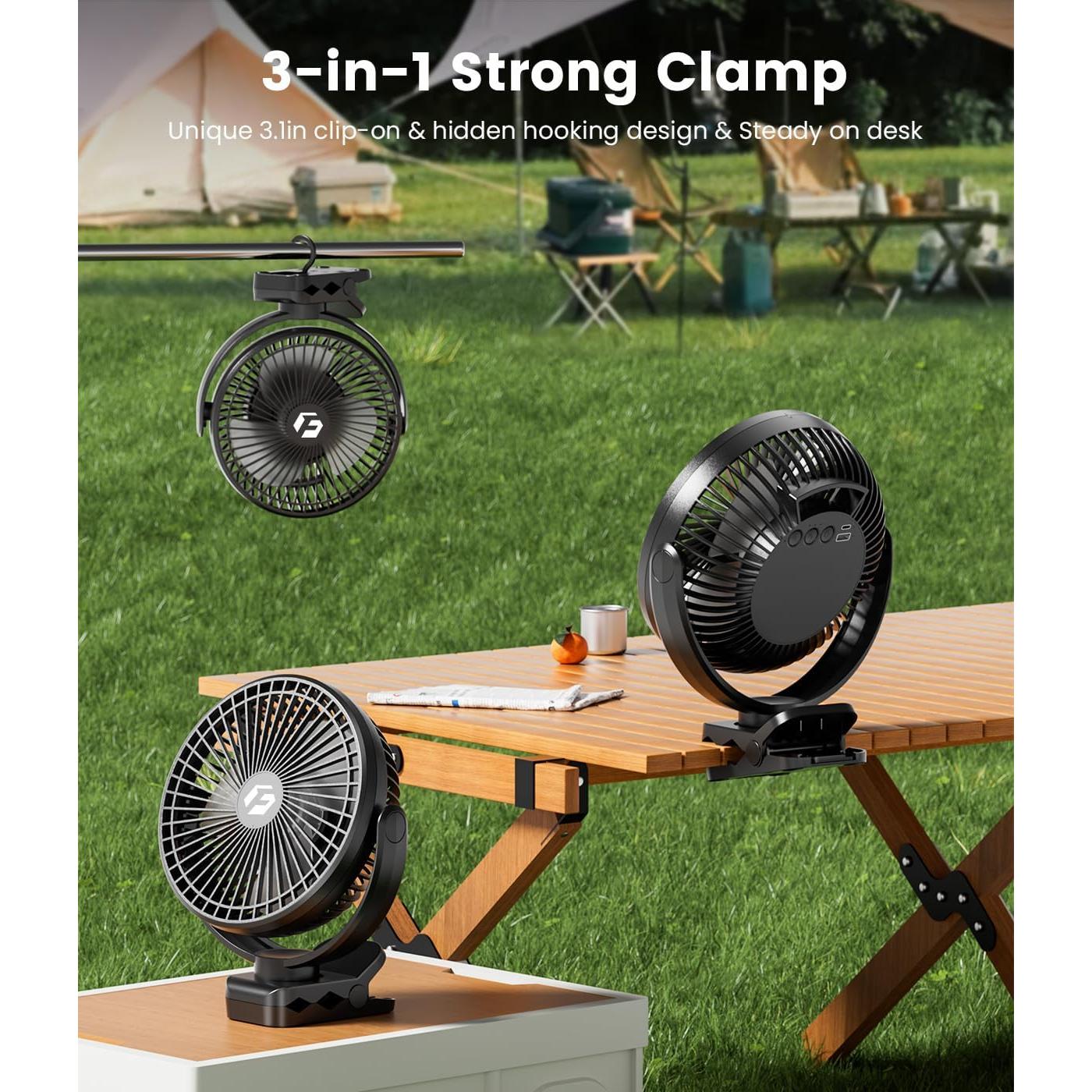 Ventilador Clip Recargable Korbot 24000mAh 8" con Control Remoto