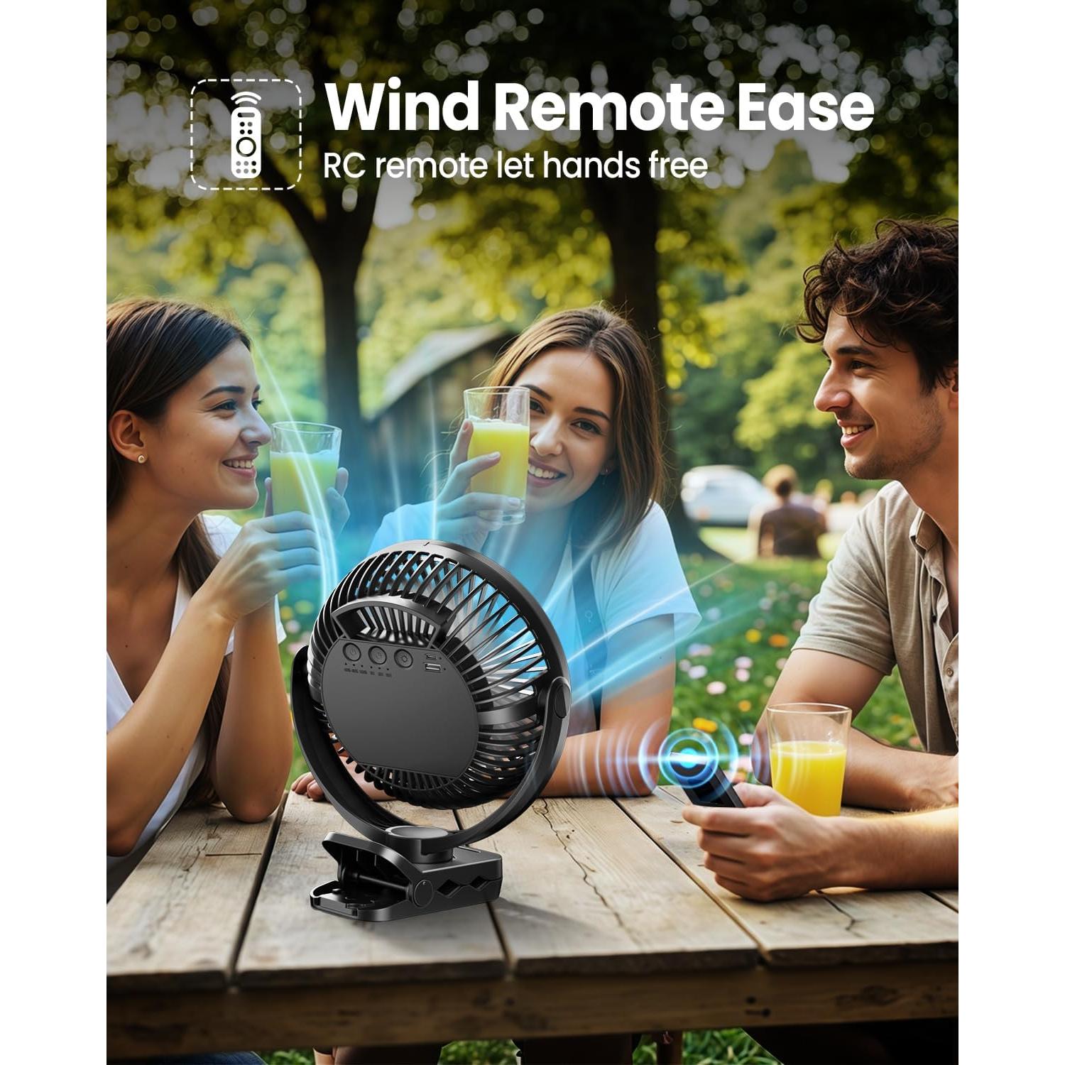 Ventilador Clip Recargable Korbot 24000mAh 8" con Control Remoto