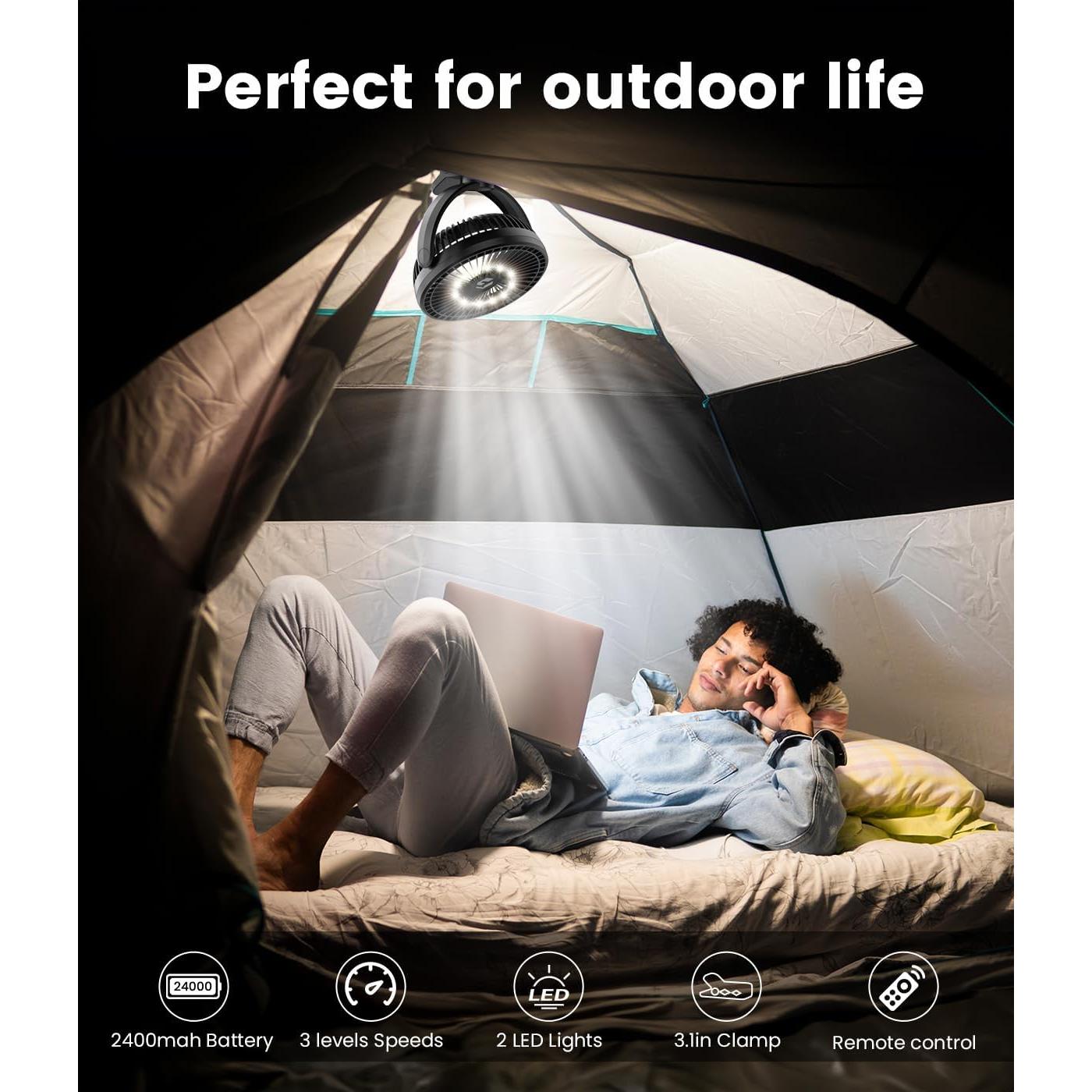 Ventilador Clip Recargable Korbot 24000mAh 8" con Control Remoto