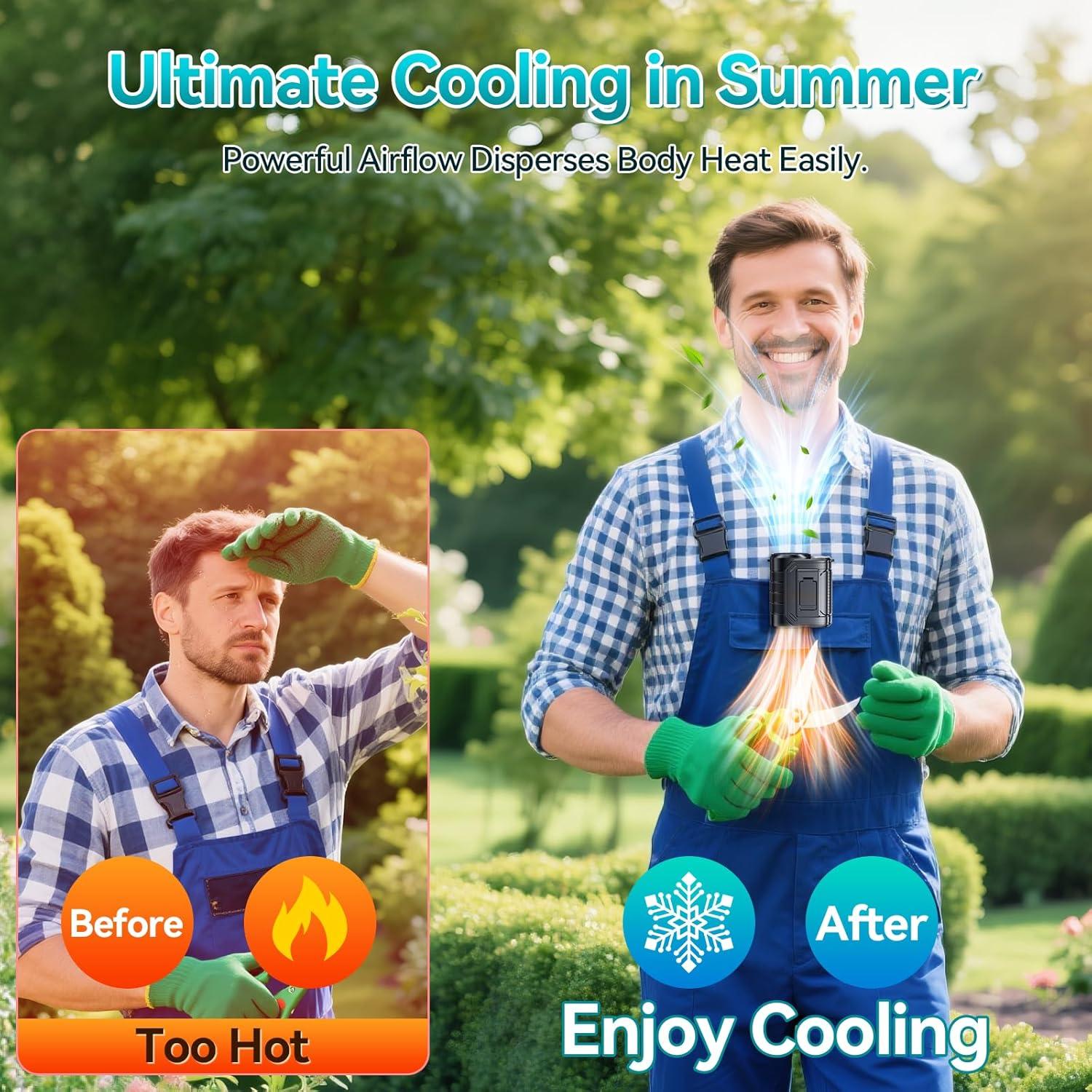 Ventilador de Cintura AHOZEE 10000mAh 5 Velocidades Portátil