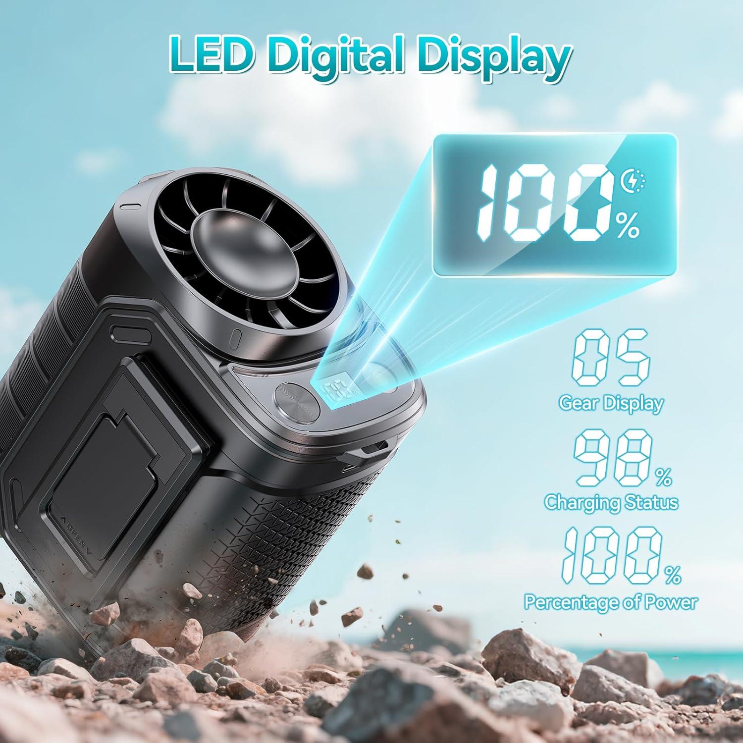 Ventilador de Cintura AHOZEE 10000mAh 5 Velocidades Portátil